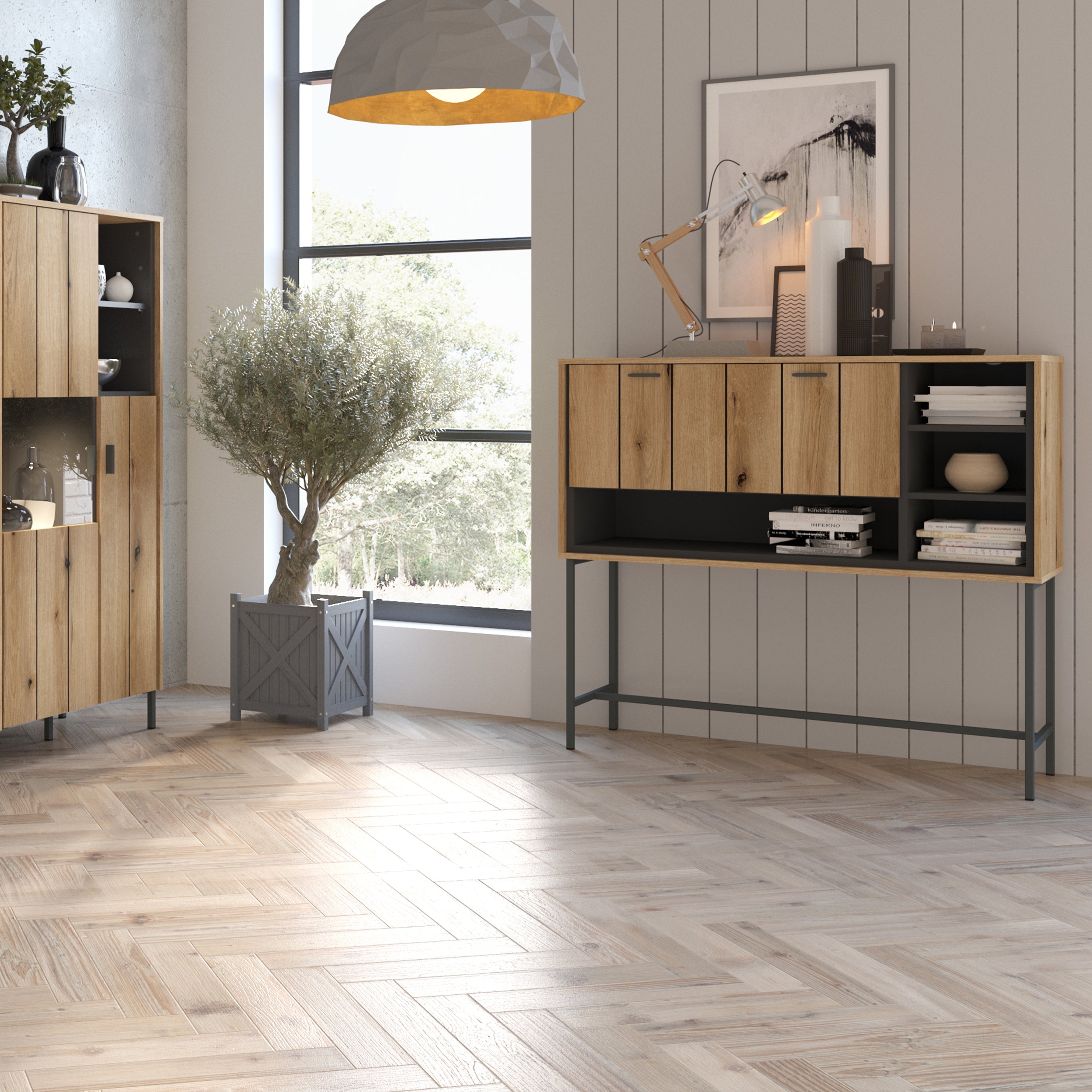 Arundel Bar Table with 1 Flap in Oak/Grey – FTG, view 4