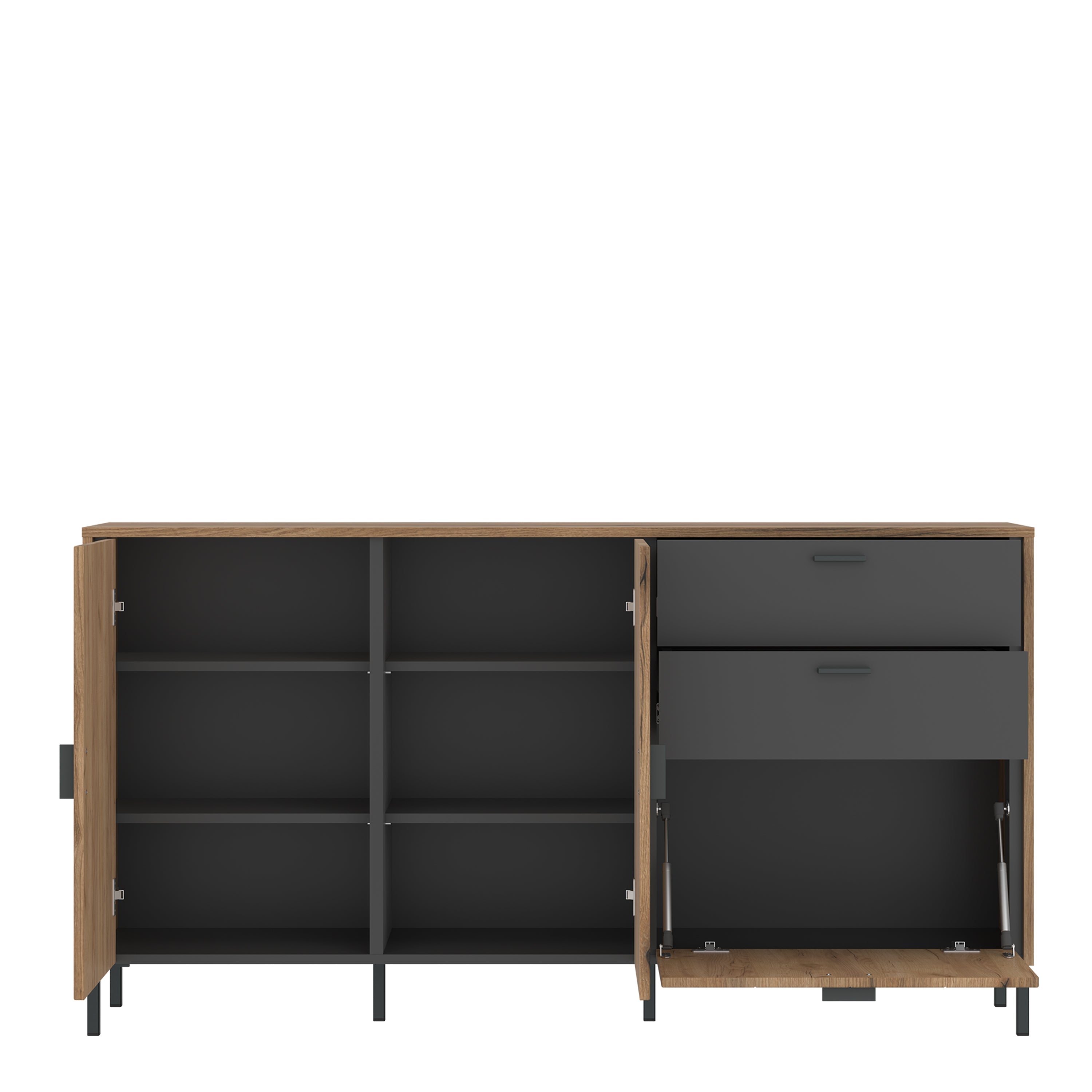 Arundel Sideboard 2 Door 1 Flap 2 Drawer in Oak/Grey – FTG, view 2