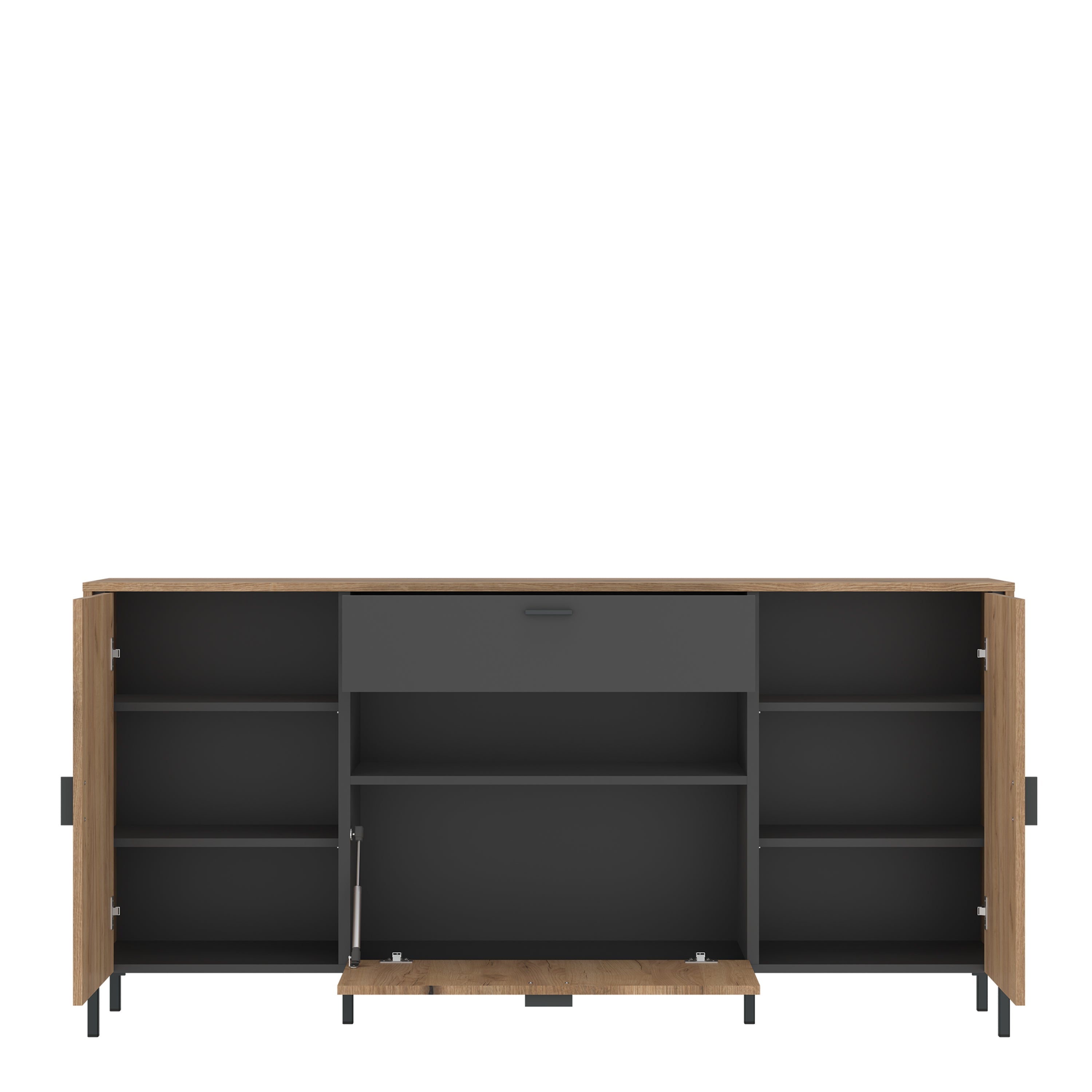 Arundel Sideboard 2 Door 1 Flap 1 Drawer in Oak/Grey – FTG, view 2