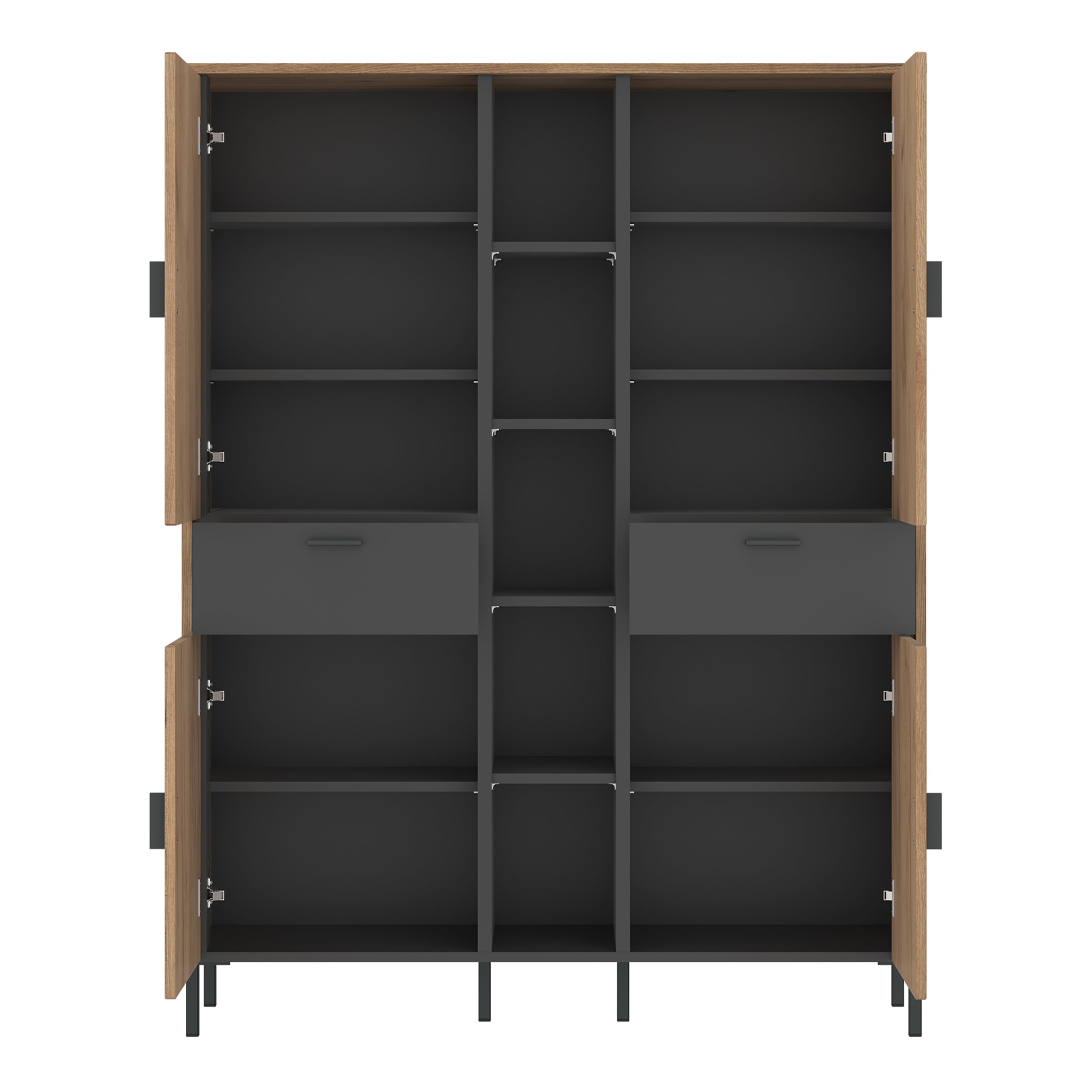 Arundel Wardrobe 4 Door 2 Drawer in Oak/Grey – FTG, view 2