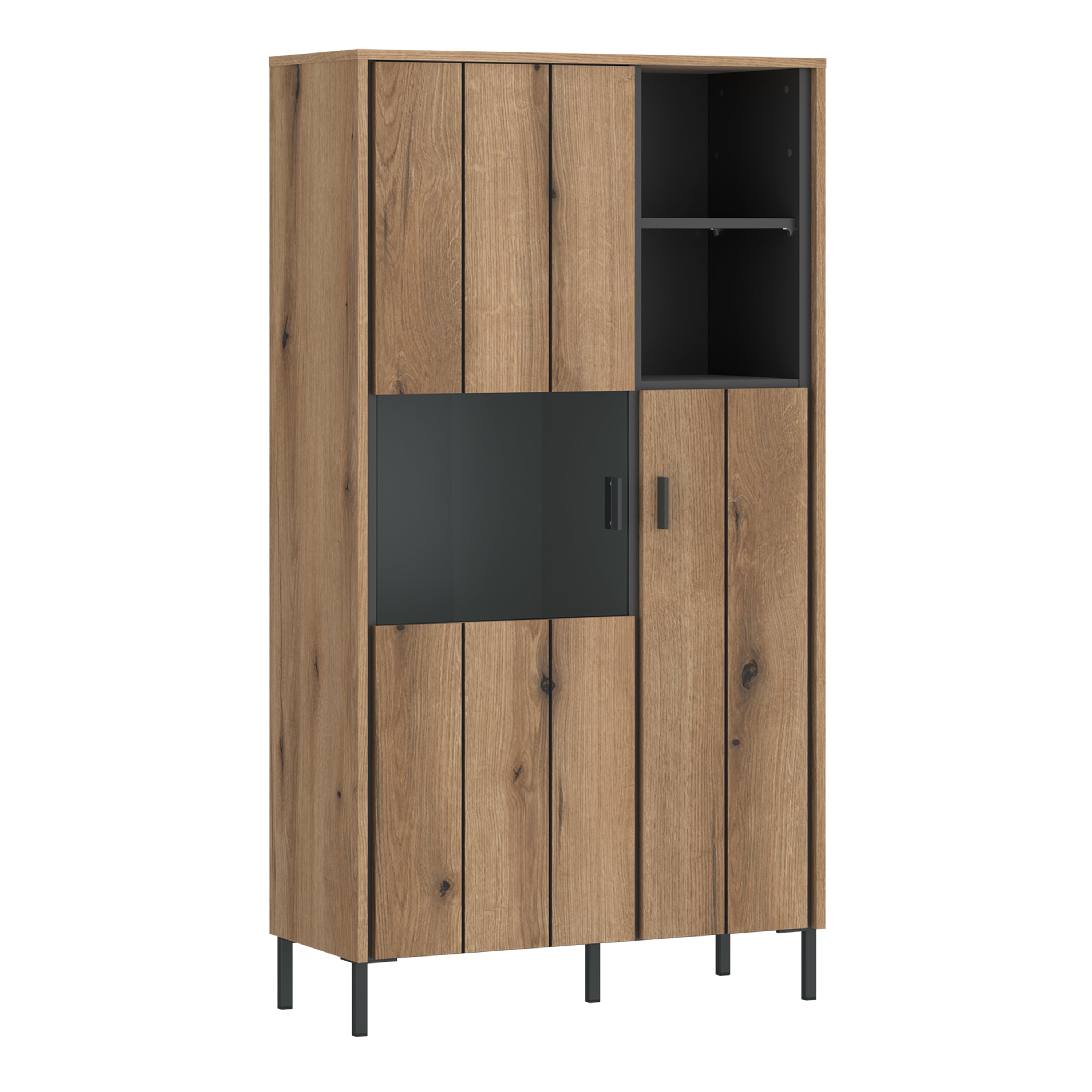 Arundel 2 Door Display Cabinet in Oak/Grey – FTG