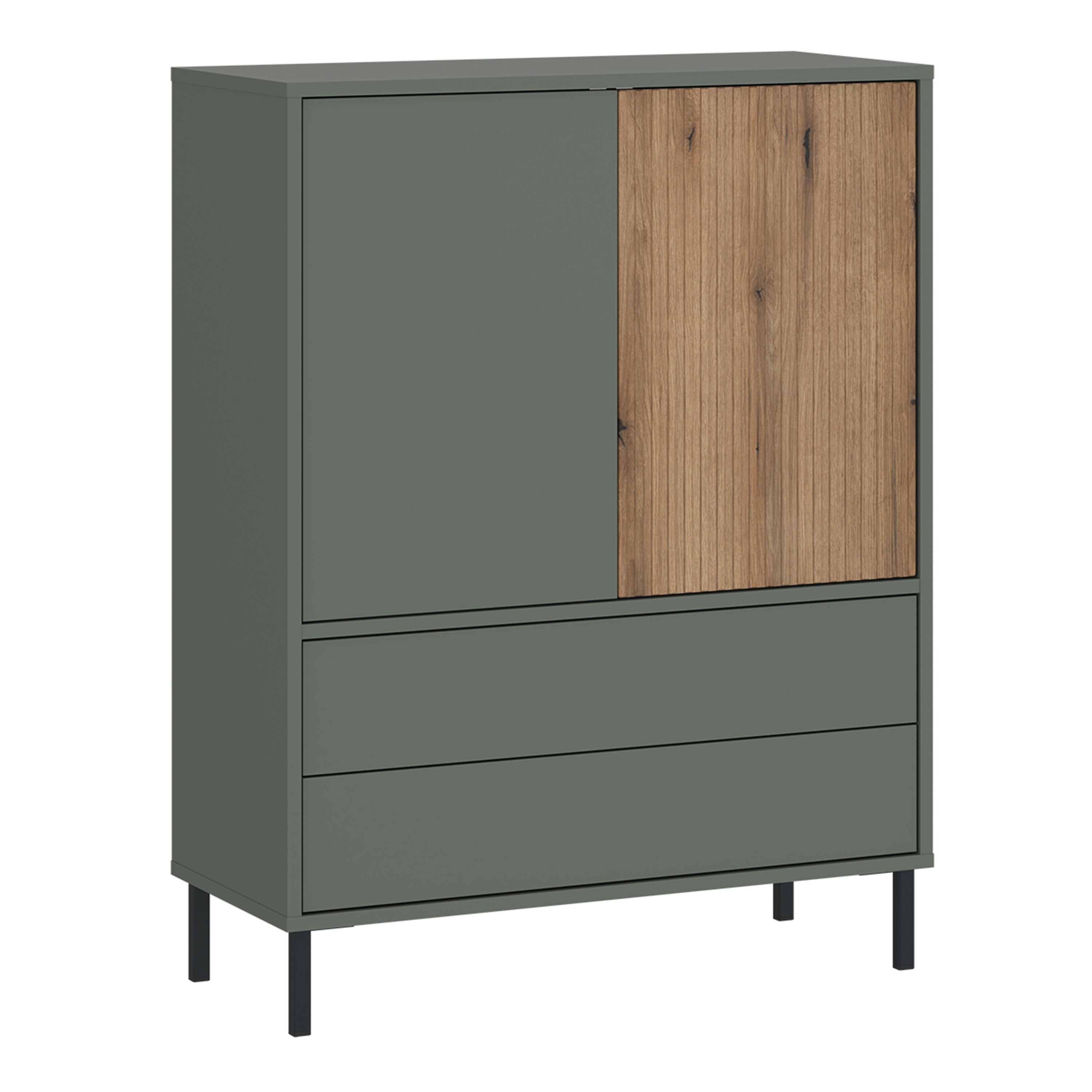 Darwin Sideboard 2 Door 2 Drawer in Green/Oak – FTG