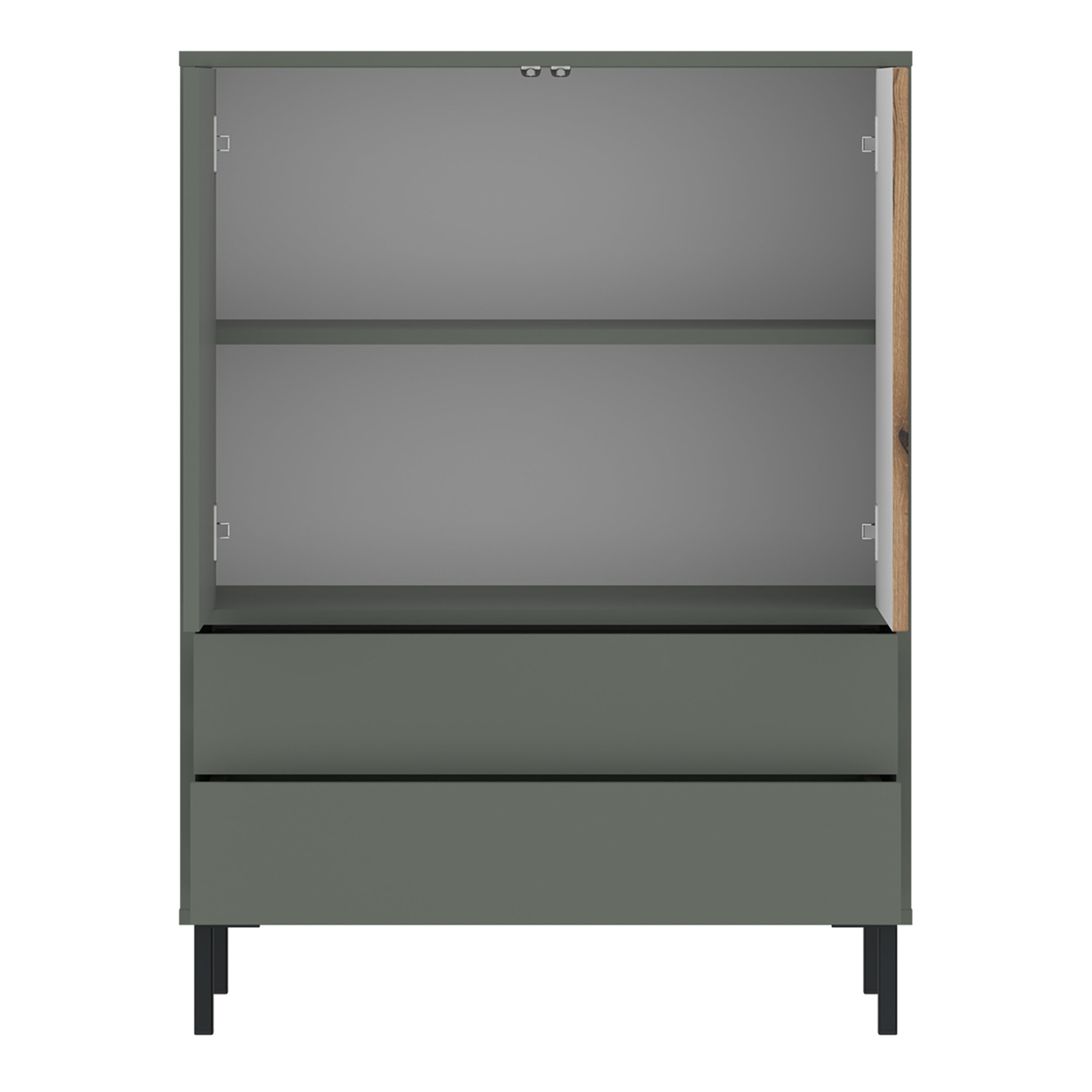 Darwin Sideboard 2 Door 2 Drawer in Green/Oak – FTG, view 2
