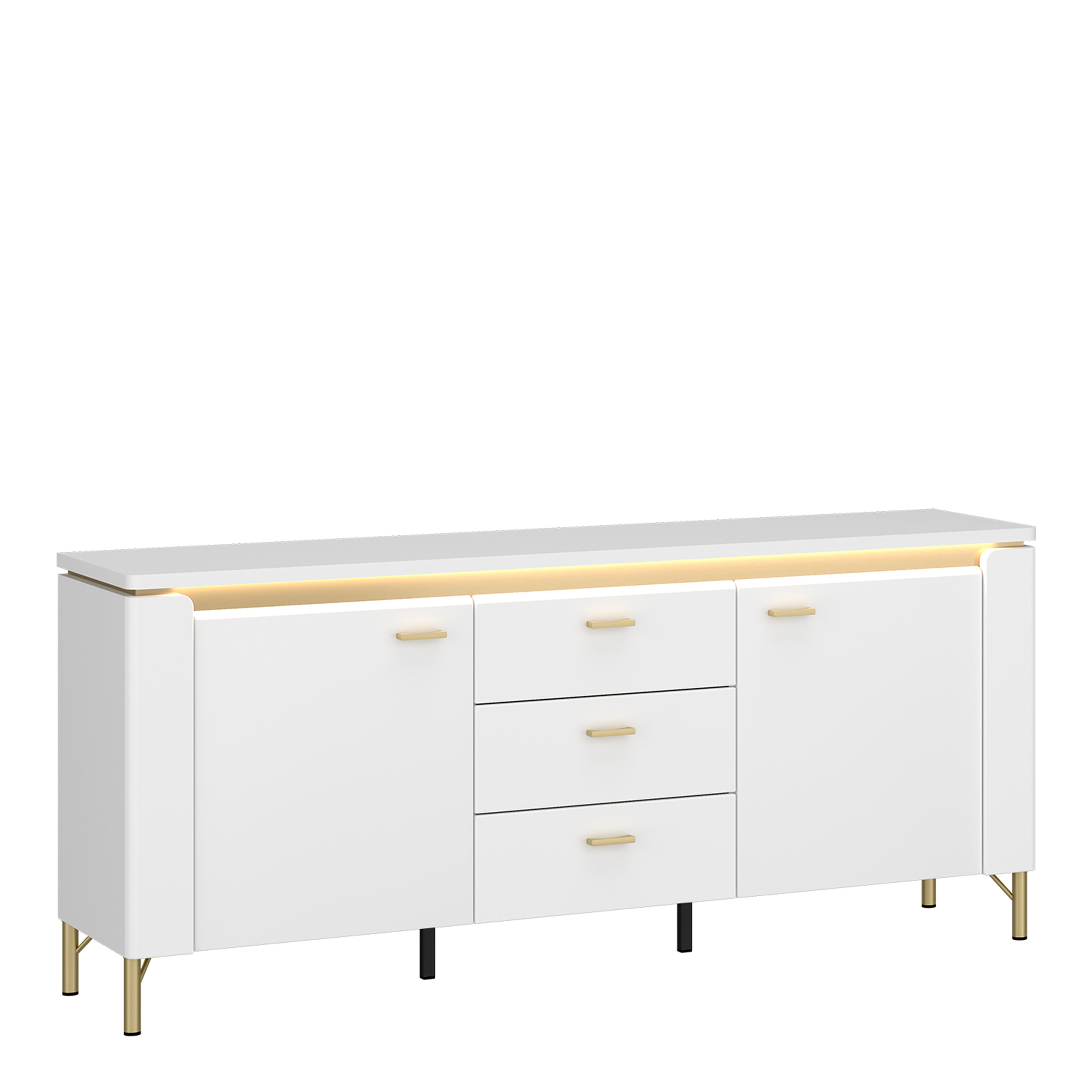 Lazio TV Cabinet 2 Door 3 Drawer in Alpine White/White Gloss – FTG