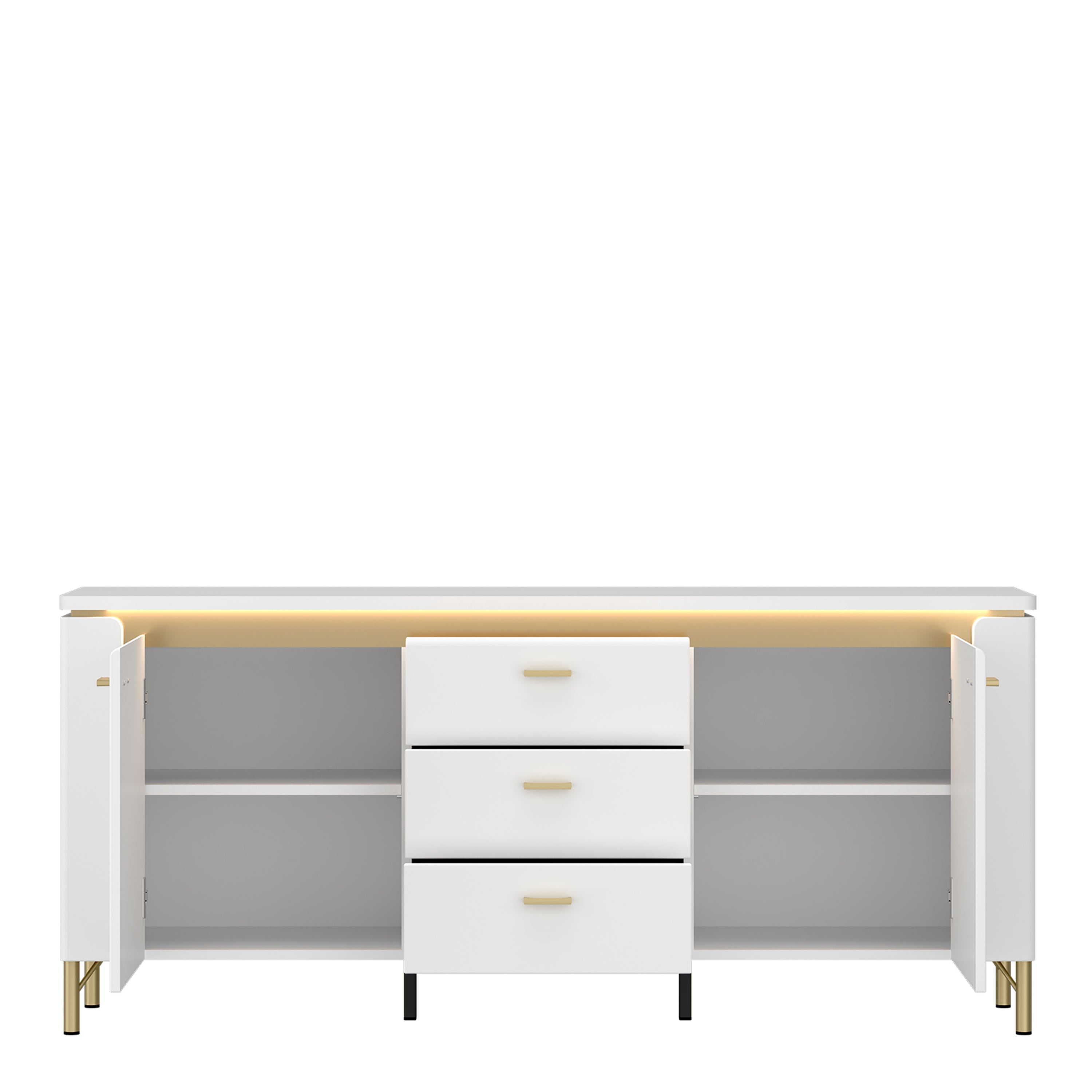Lazio TV Cabinet 2 Door 3 Drawer in Alpine White/White Gloss – FTG, view 2