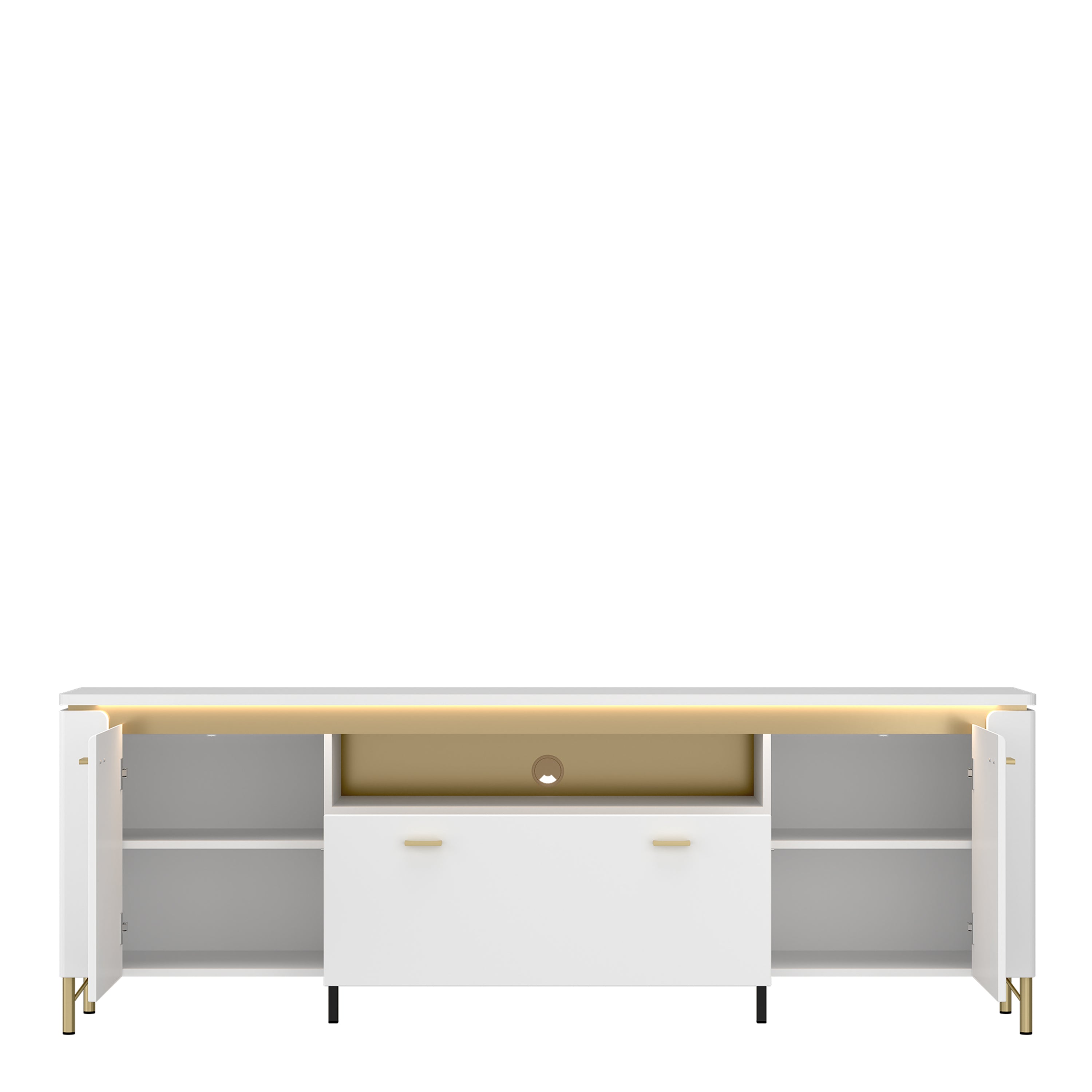 Lazio TV Cabinet 2 Door 1 Drawer in Alpine White/White Gloss – FTG, view 2