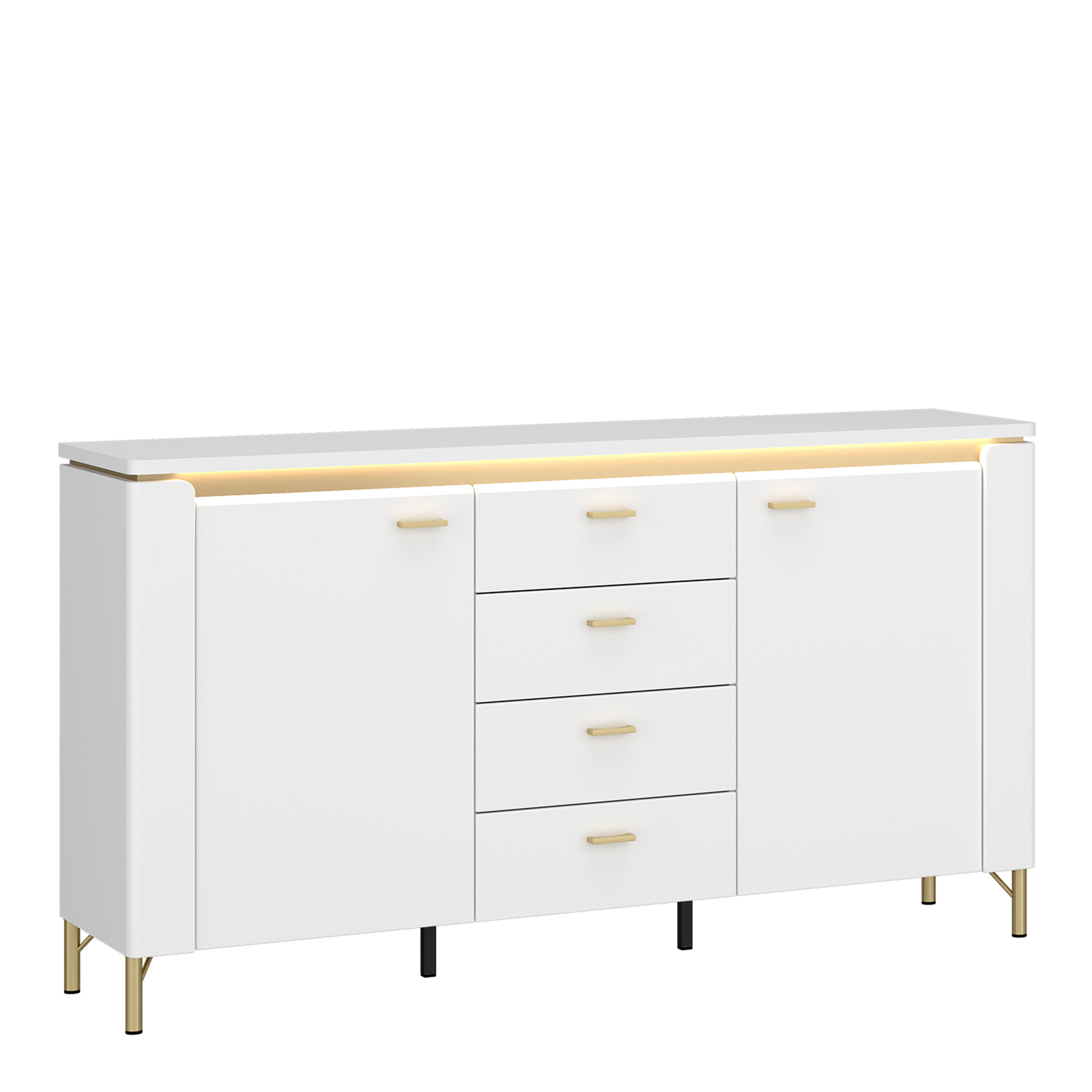 Lazio Sideboard 2 Door 4 Drawer in Alpine White/White Gloss – FTG