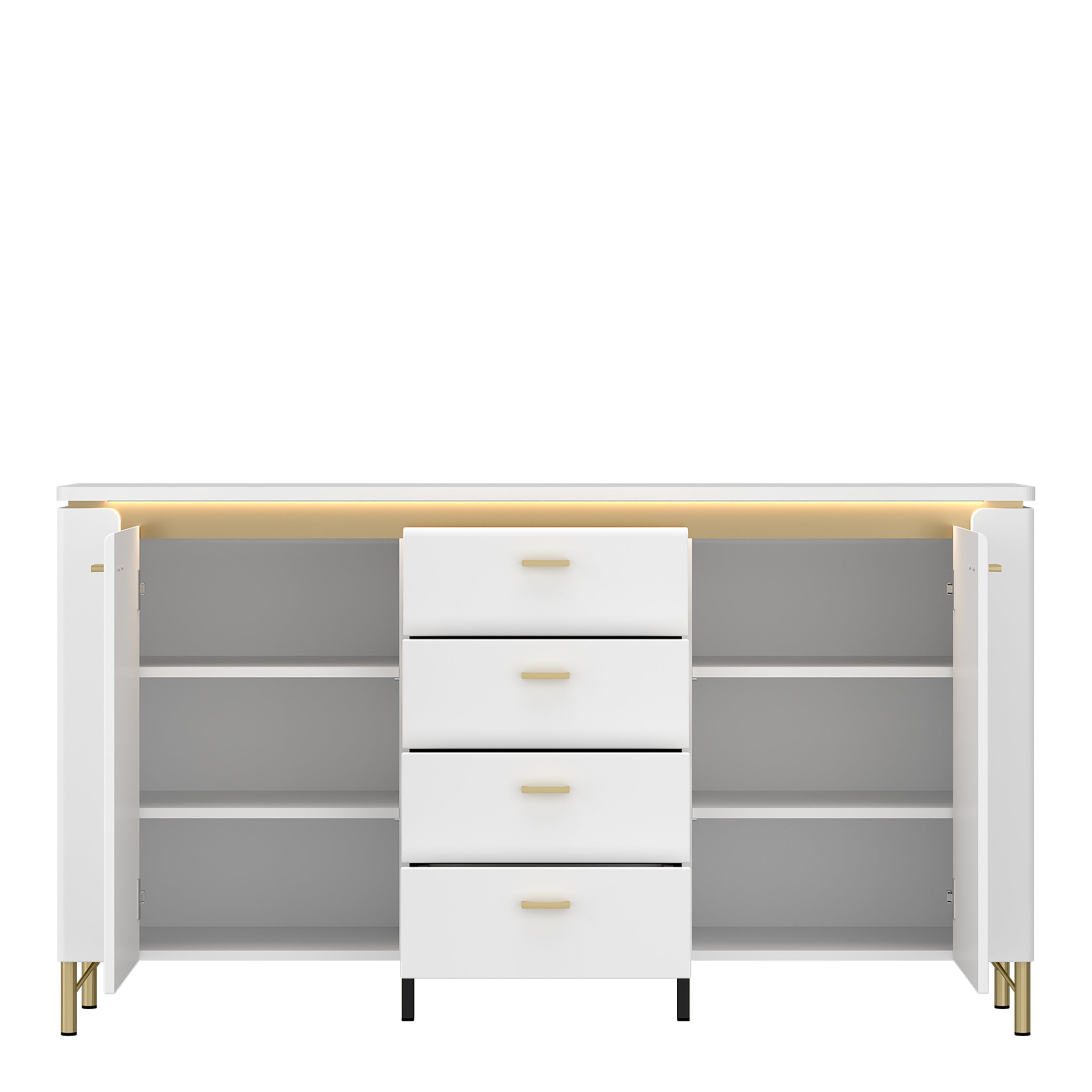 Lazio Sideboard 2 Door 4 Drawer in Alpine White/White Gloss – FTG, view 2