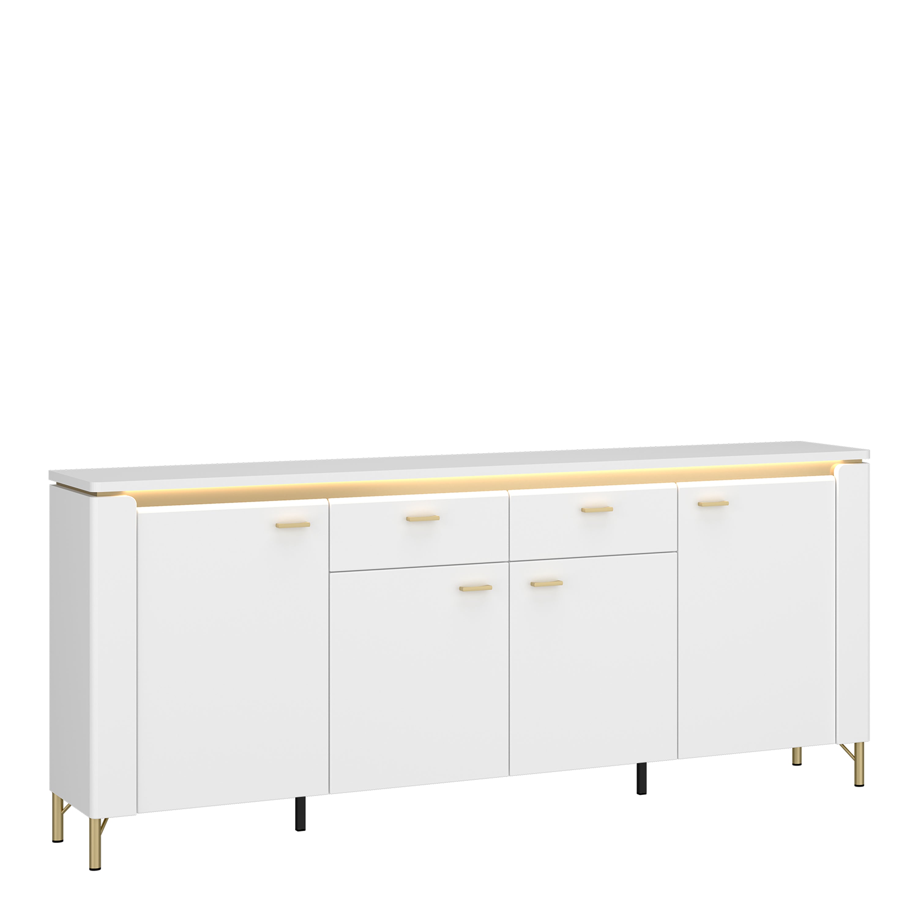 Lazio Sideboard 4 Door 2 Drawer in Alpine White/White Gloss – FTG