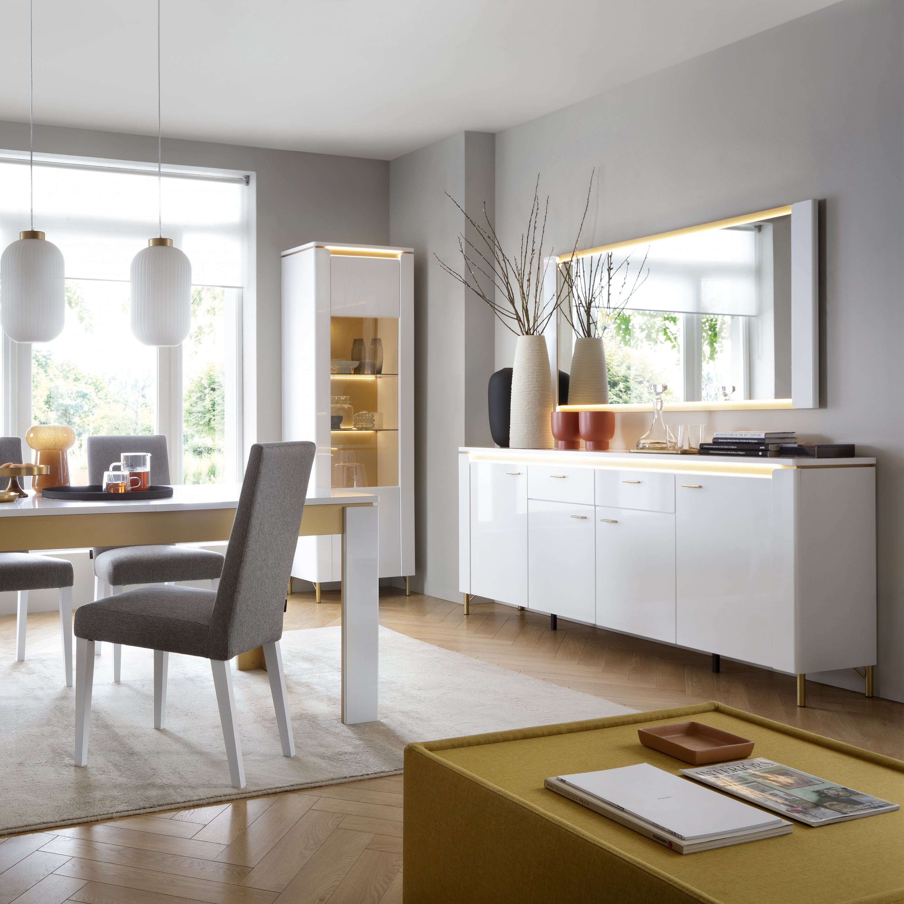 Lazio Sideboard 4 Door 2 Drawer in Alpine White/White Gloss – FTG, view 3