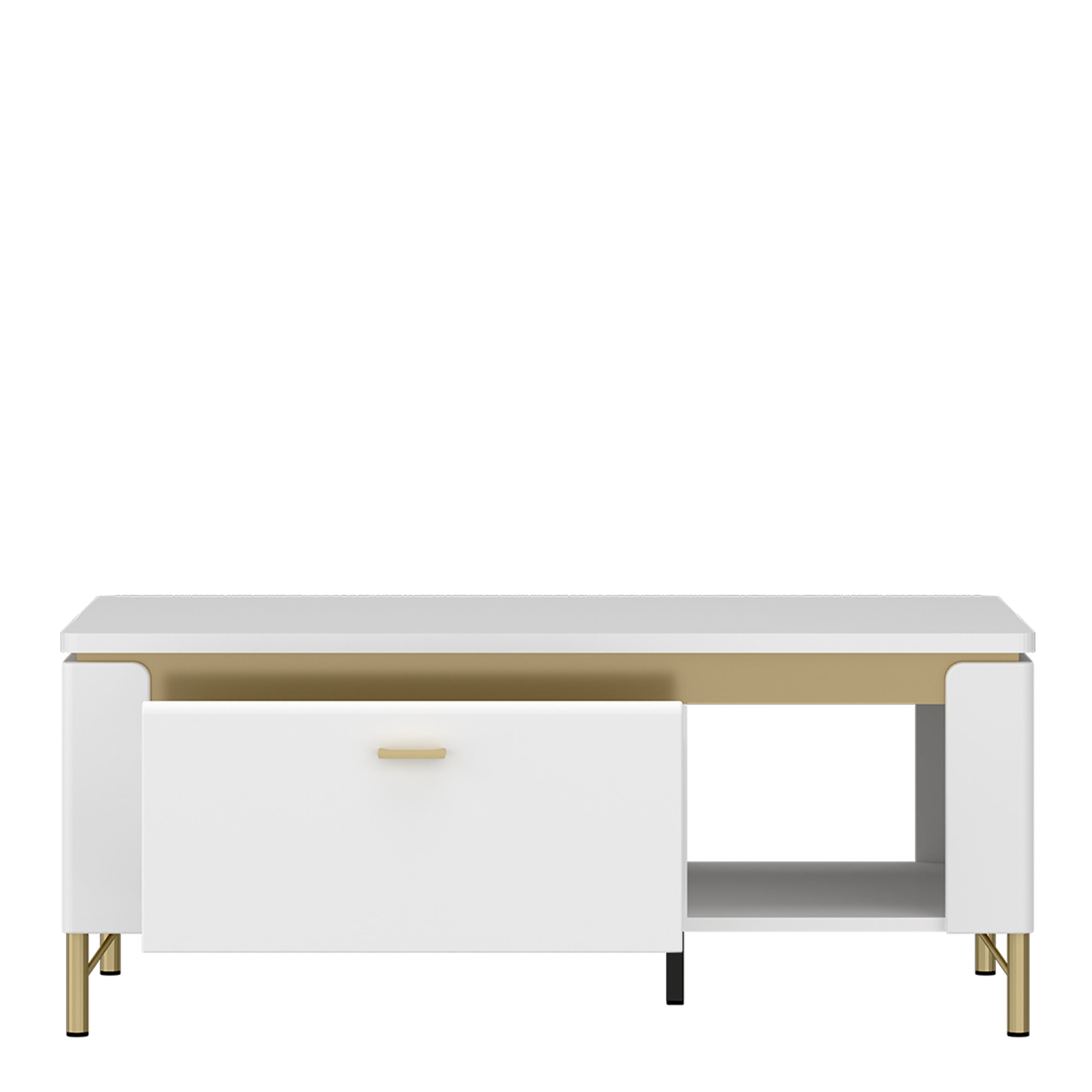 Lazio Coffee Table 1 Drawer in Alpine White/White Gloss – FTG, view 2
