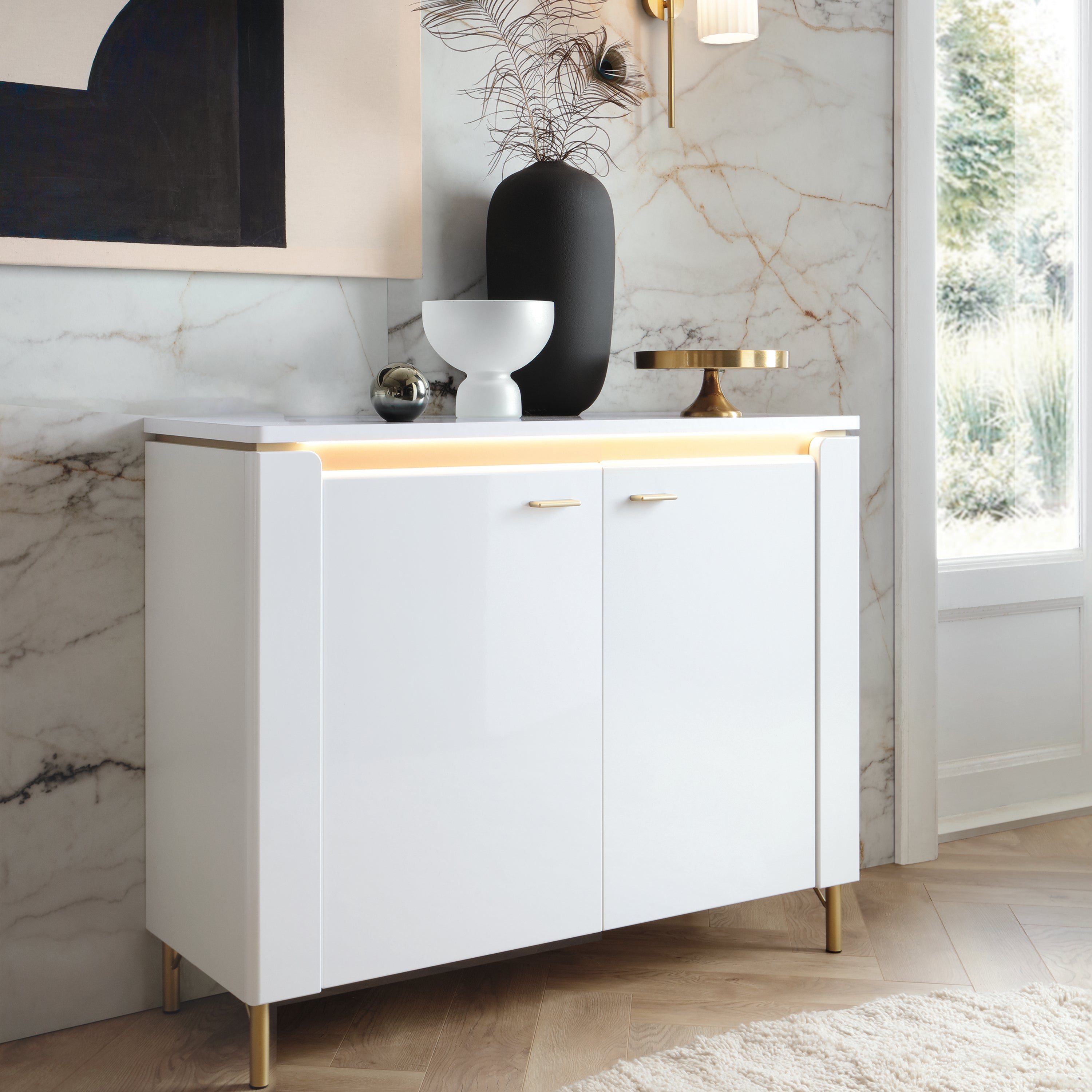 Lazio Sideboard 2 Door in Alpine White/White Gloss – FTG, view 3
