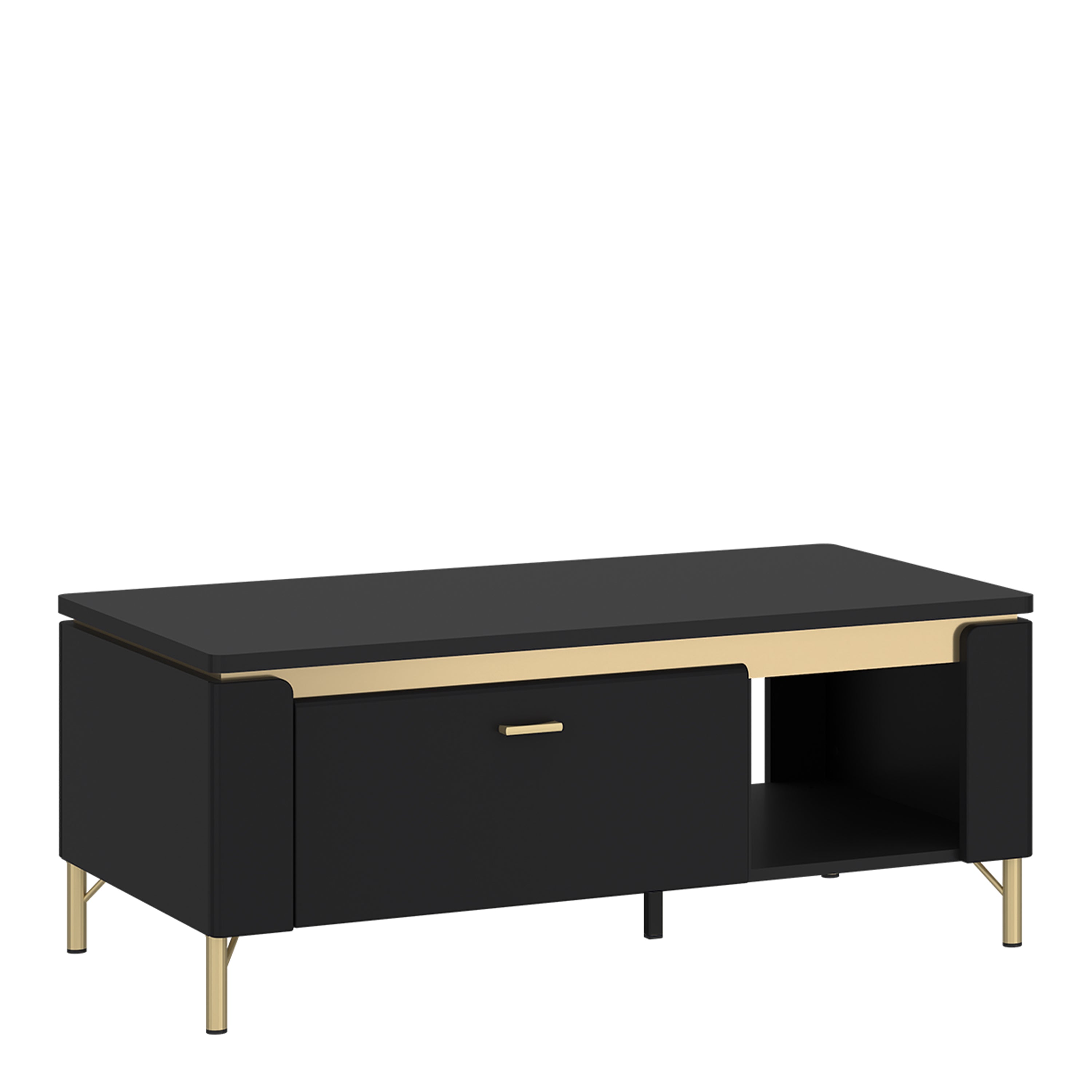 Genoa Coffee Table 1 Drawer in Black Matt/Gold – FTG
