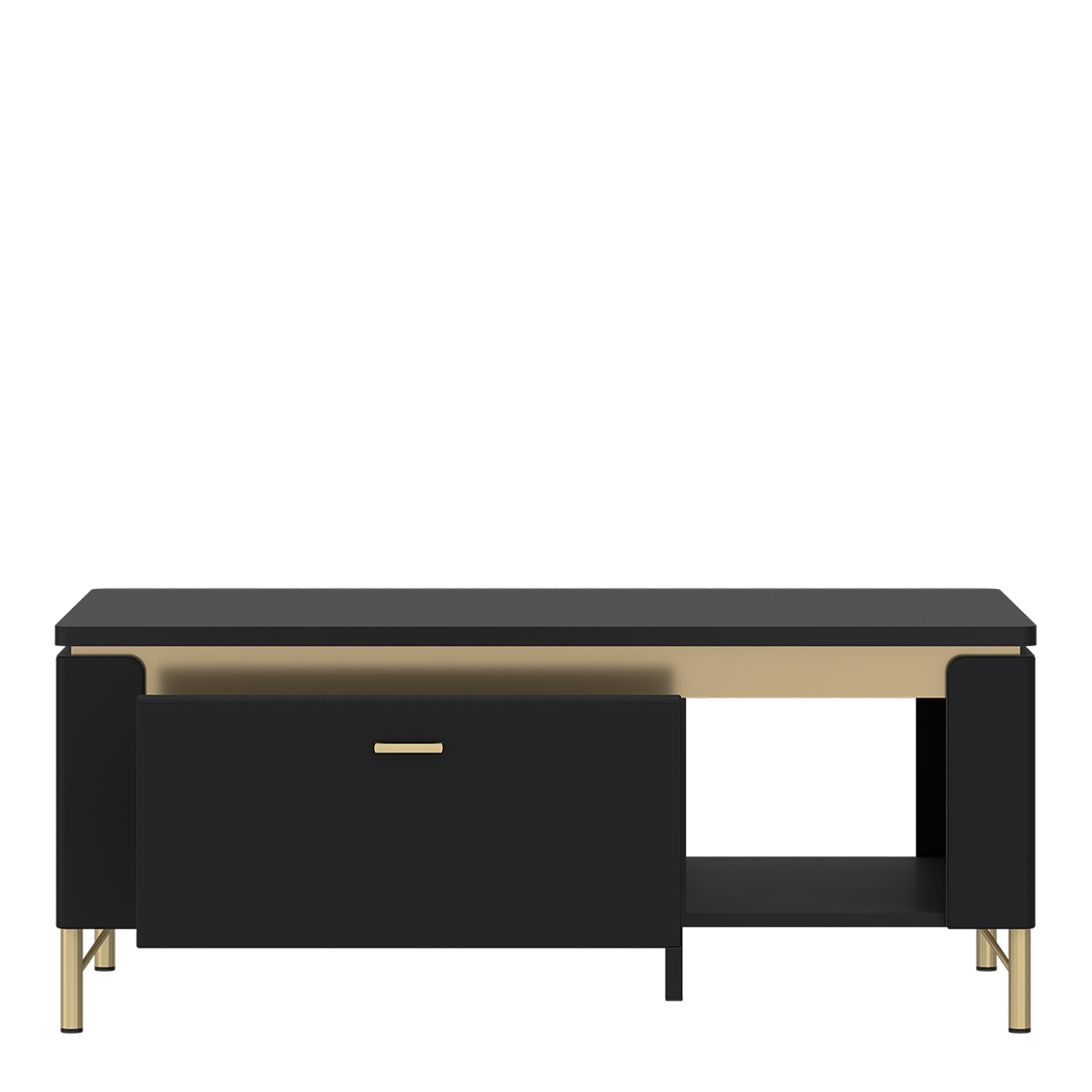 Genoa Coffee Table 1 Drawer in Black Matt/Gold – FTG, view 2