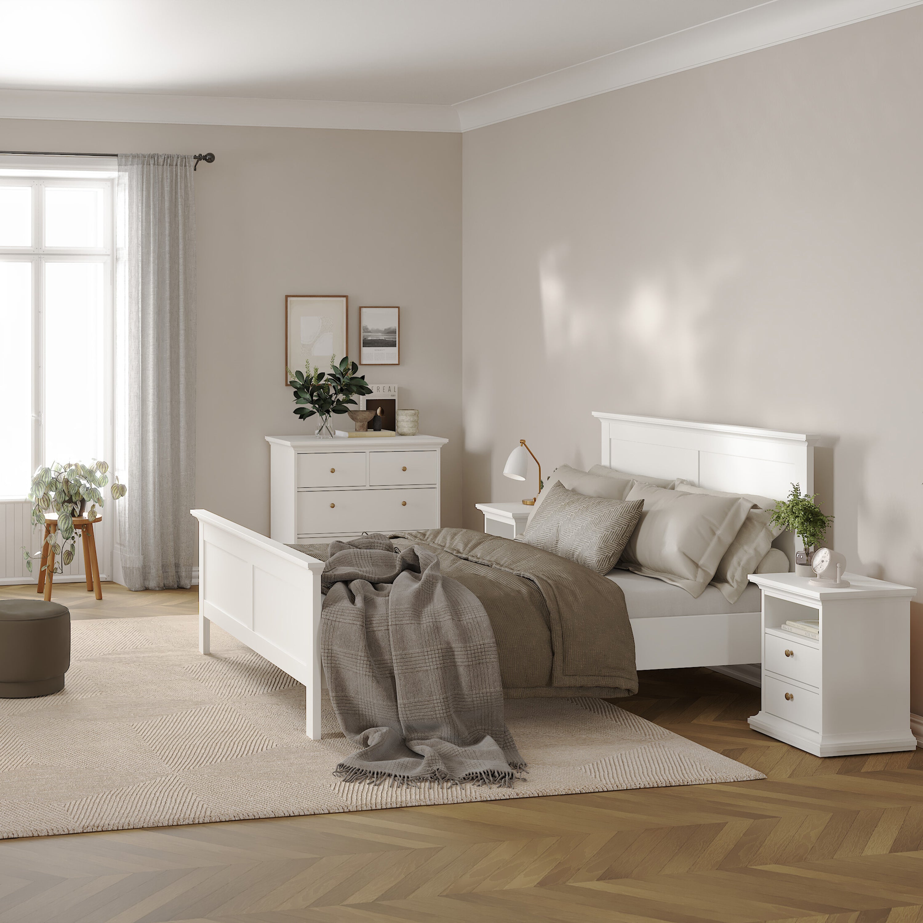 Paris Bedside 2 Drawers in White – FTG, view 6