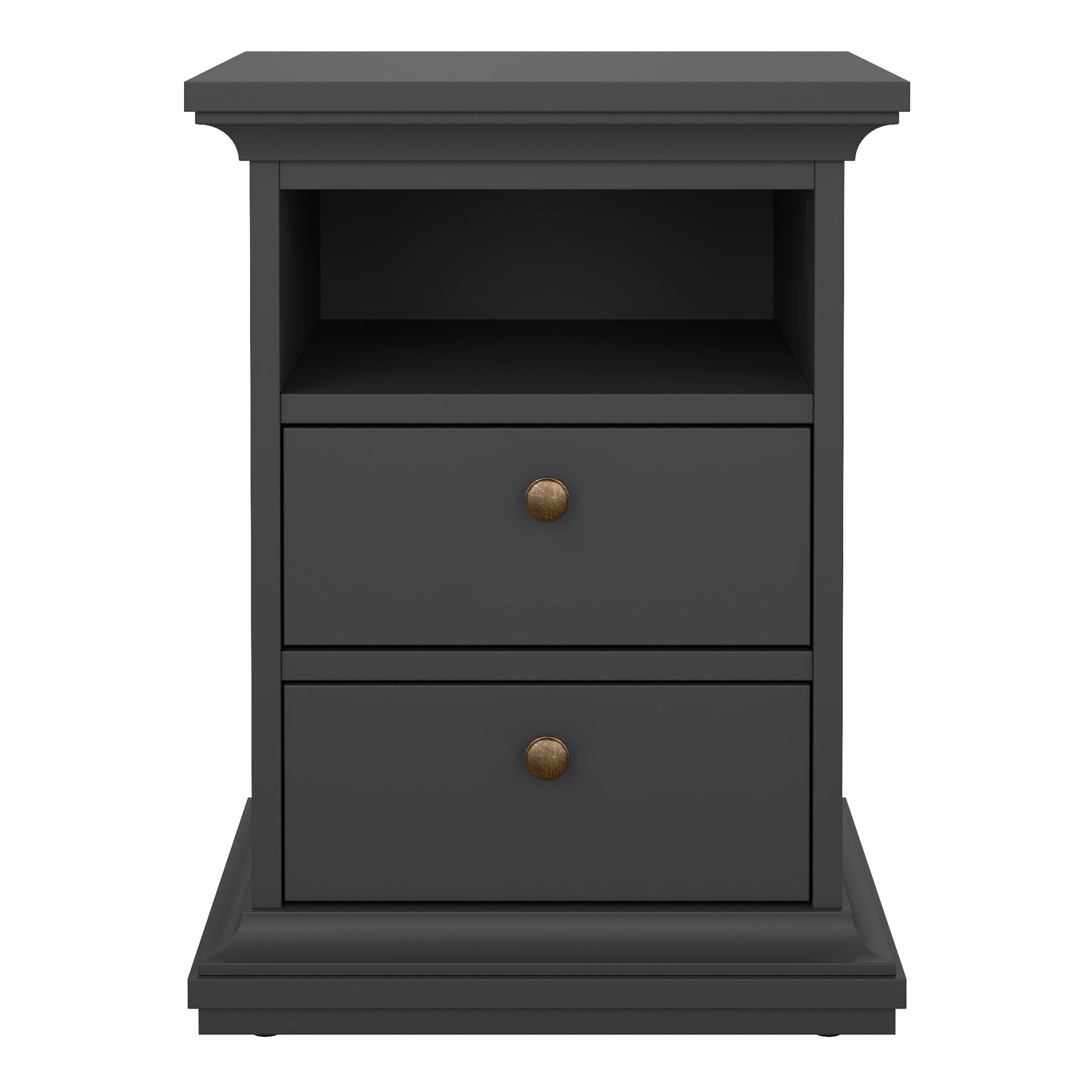 Paris Bedside 2 Drawers in Matt Grey – FTG, view 2
