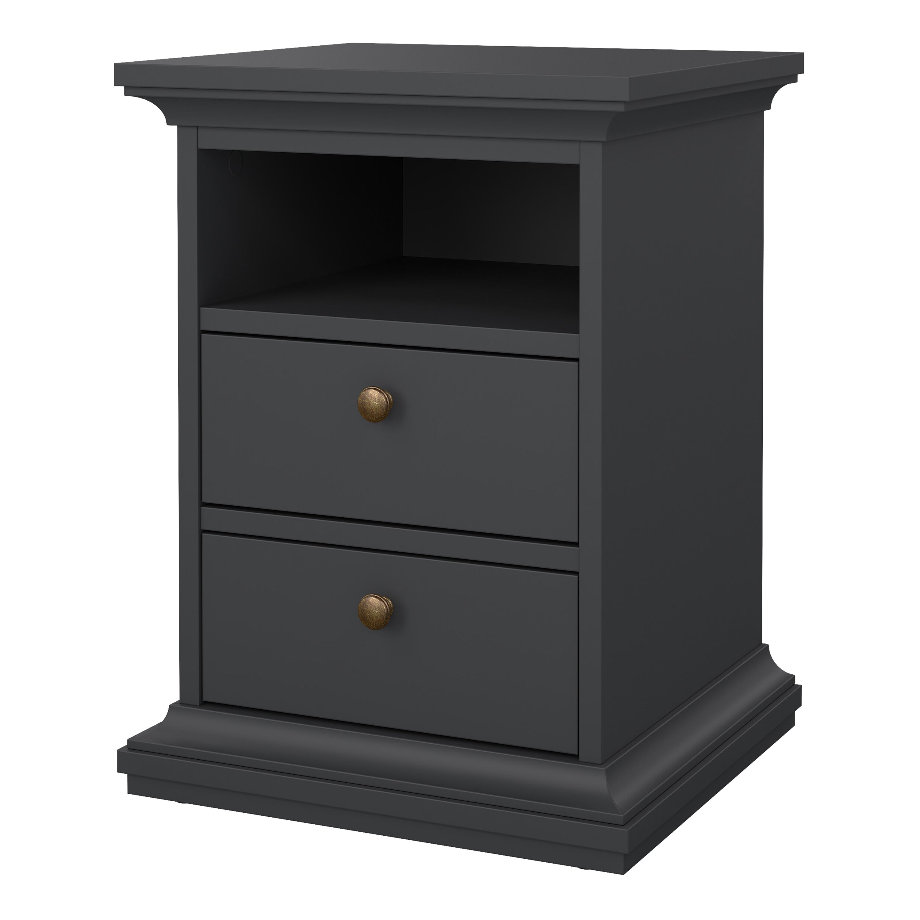 Paris Bedside 2 Drawers in Matt Grey – FTG, view 3