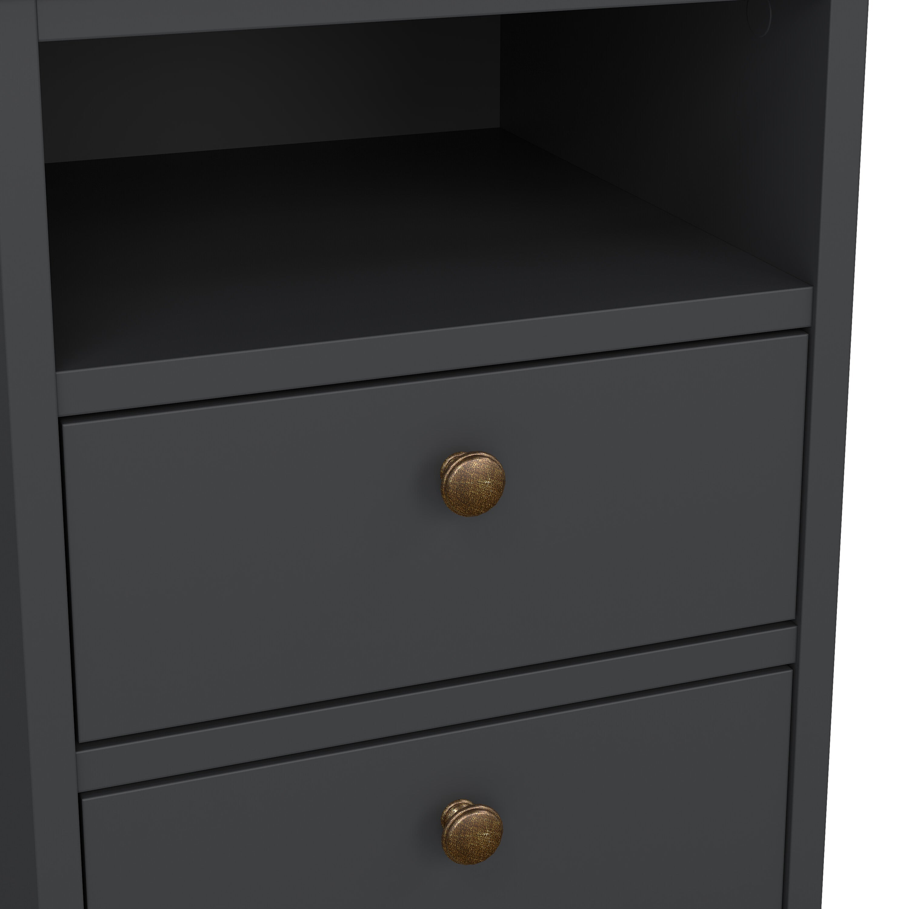 Paris Bedside 2 Drawers in Matt Grey – FTG, view 9
