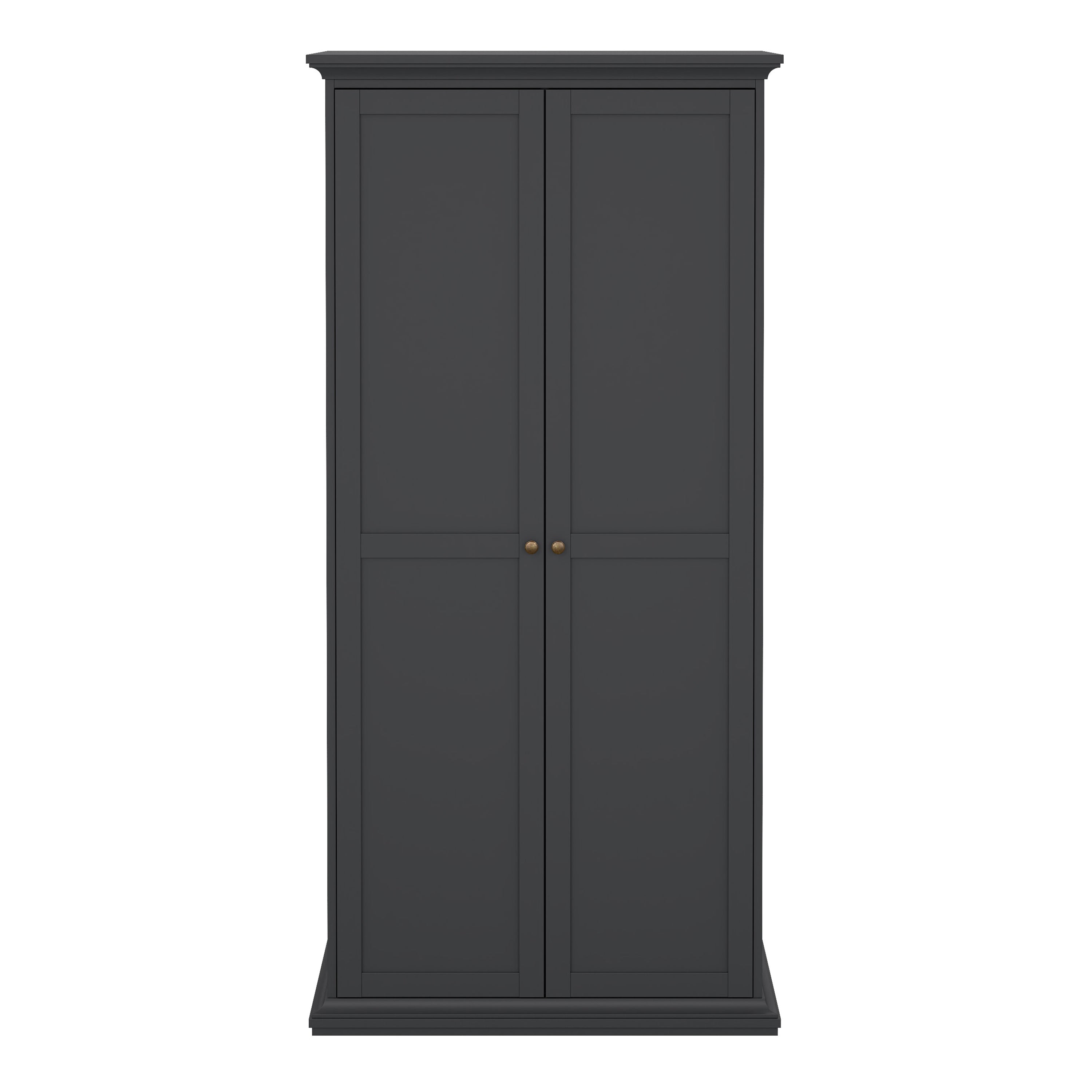 Paris Wardrobe with 2 Doors in Matt Grey – FTG, view 2