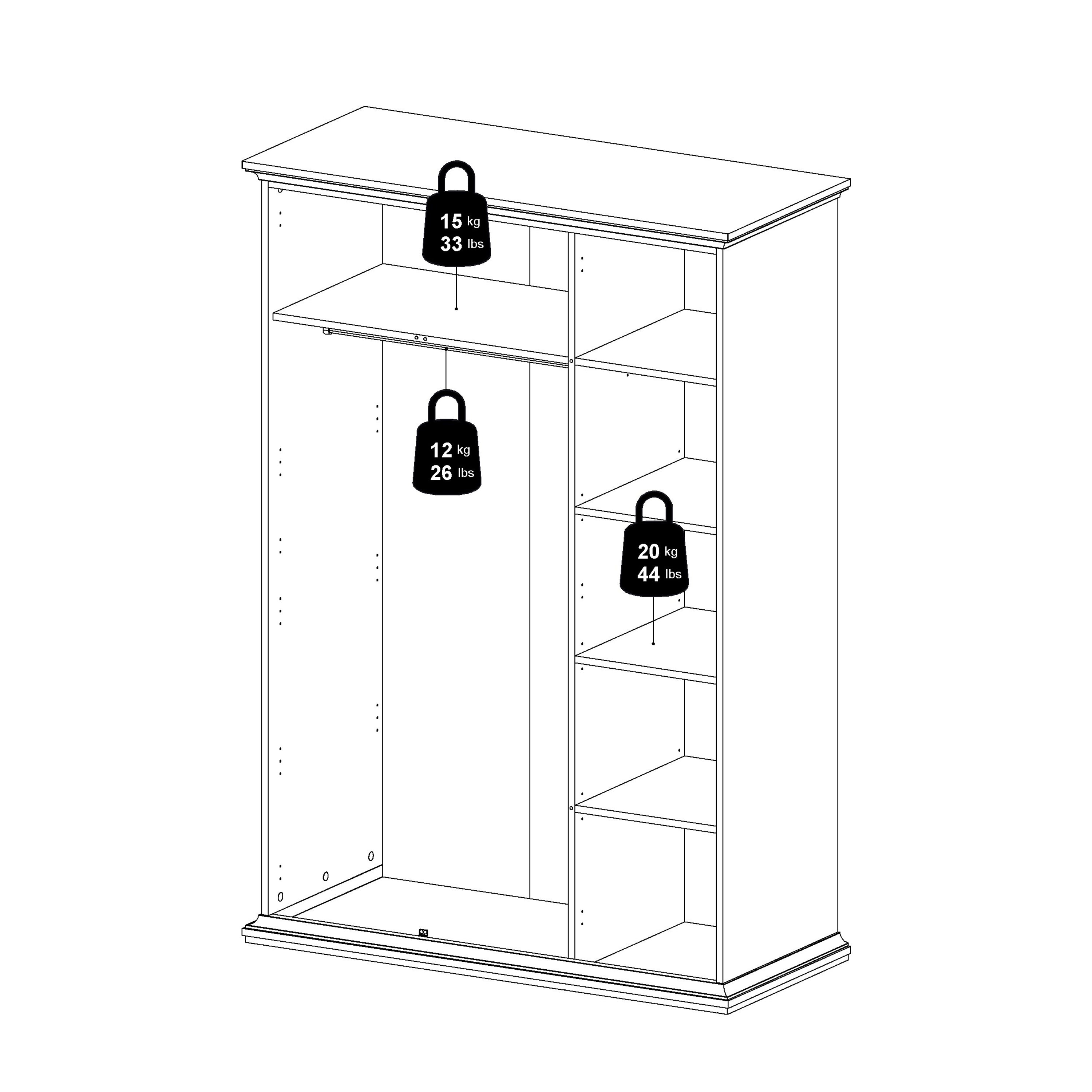 Paris Wardrobe with 2 Doors in Matt Grey – FTG, view 14