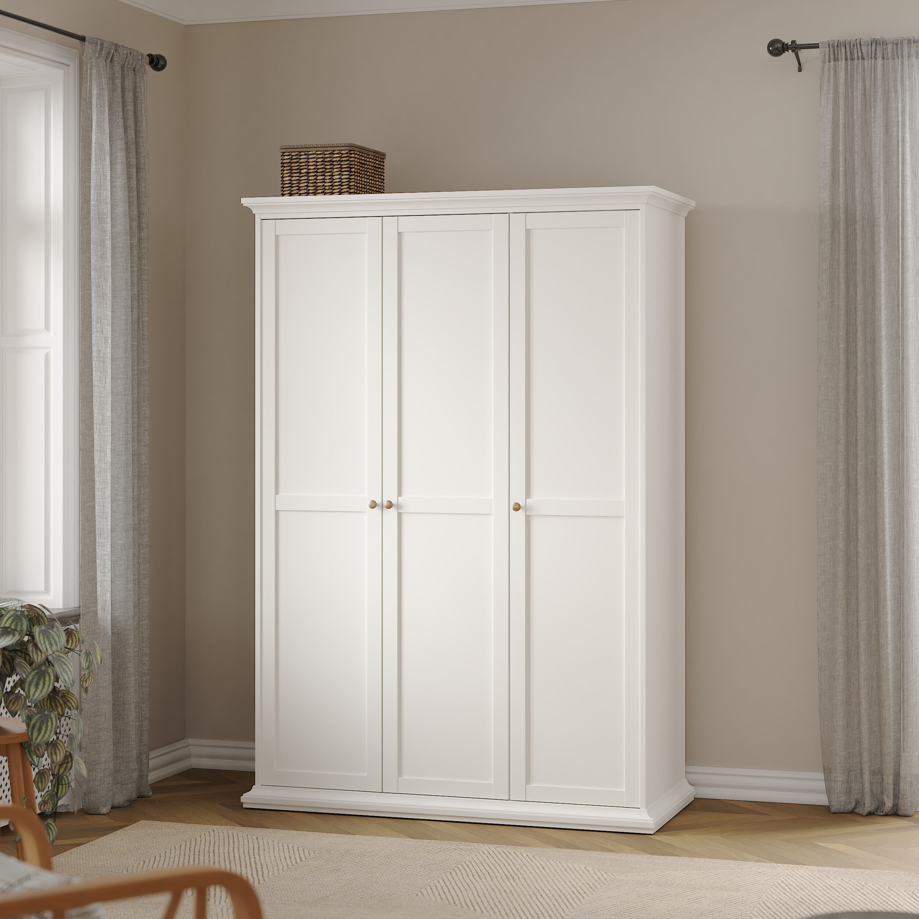 Paris Wardrobe with 3 Doors in White – FTG, view 8