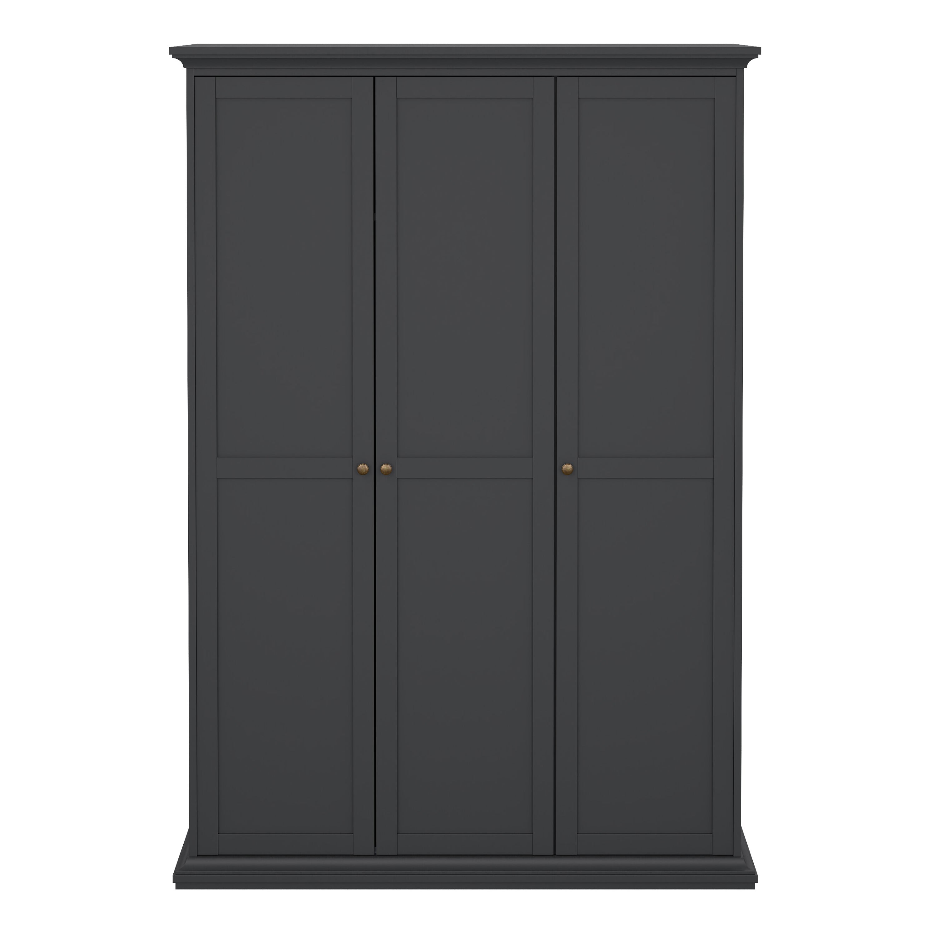 Paris Wardrobe with 3 Doors in Matt Grey – FTG, view 2