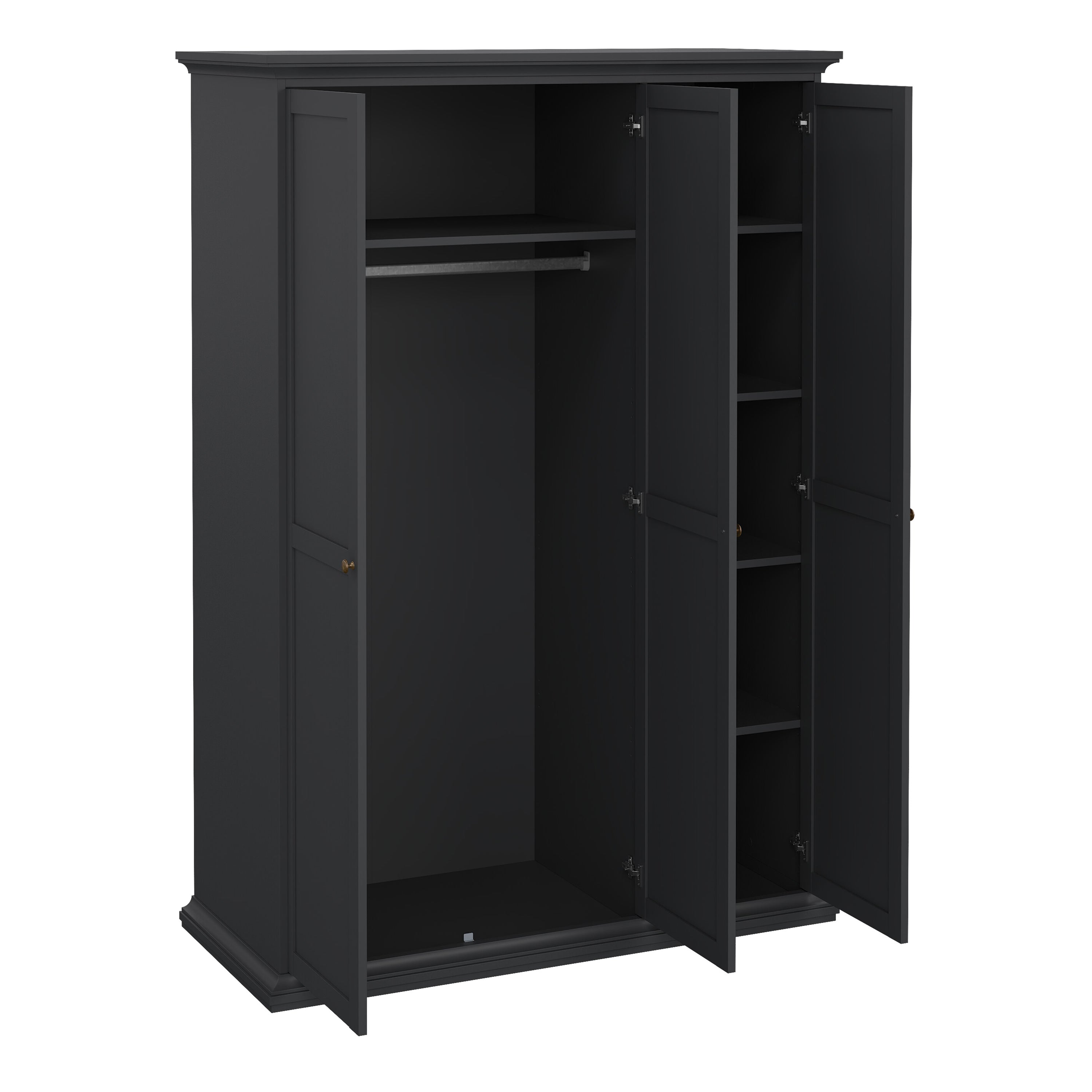 Paris Wardrobe with 3 Doors in Matt Grey – FTG, view 5