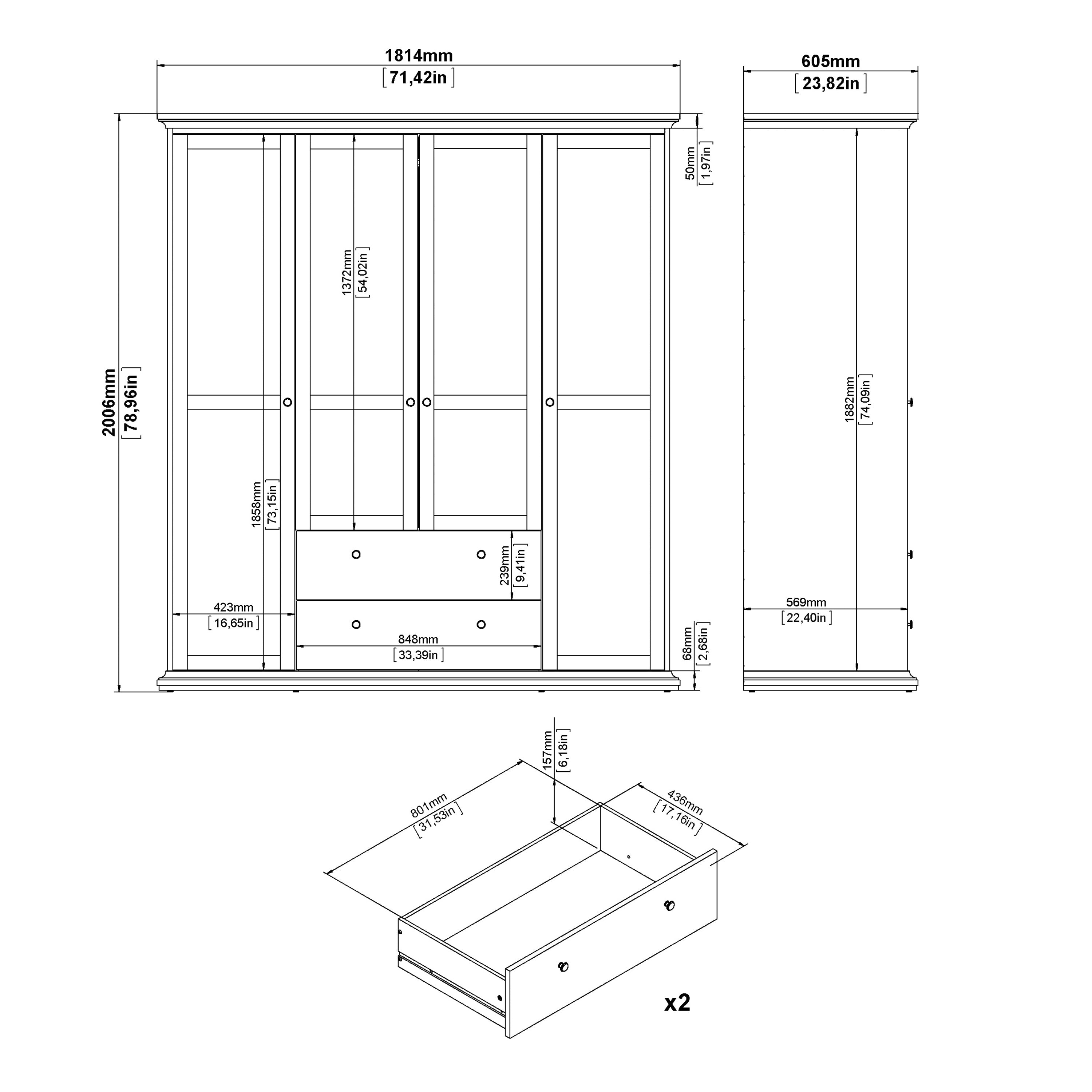 Paris TV-unit 2 frame Doors in Matt Grey – FTG, view 10