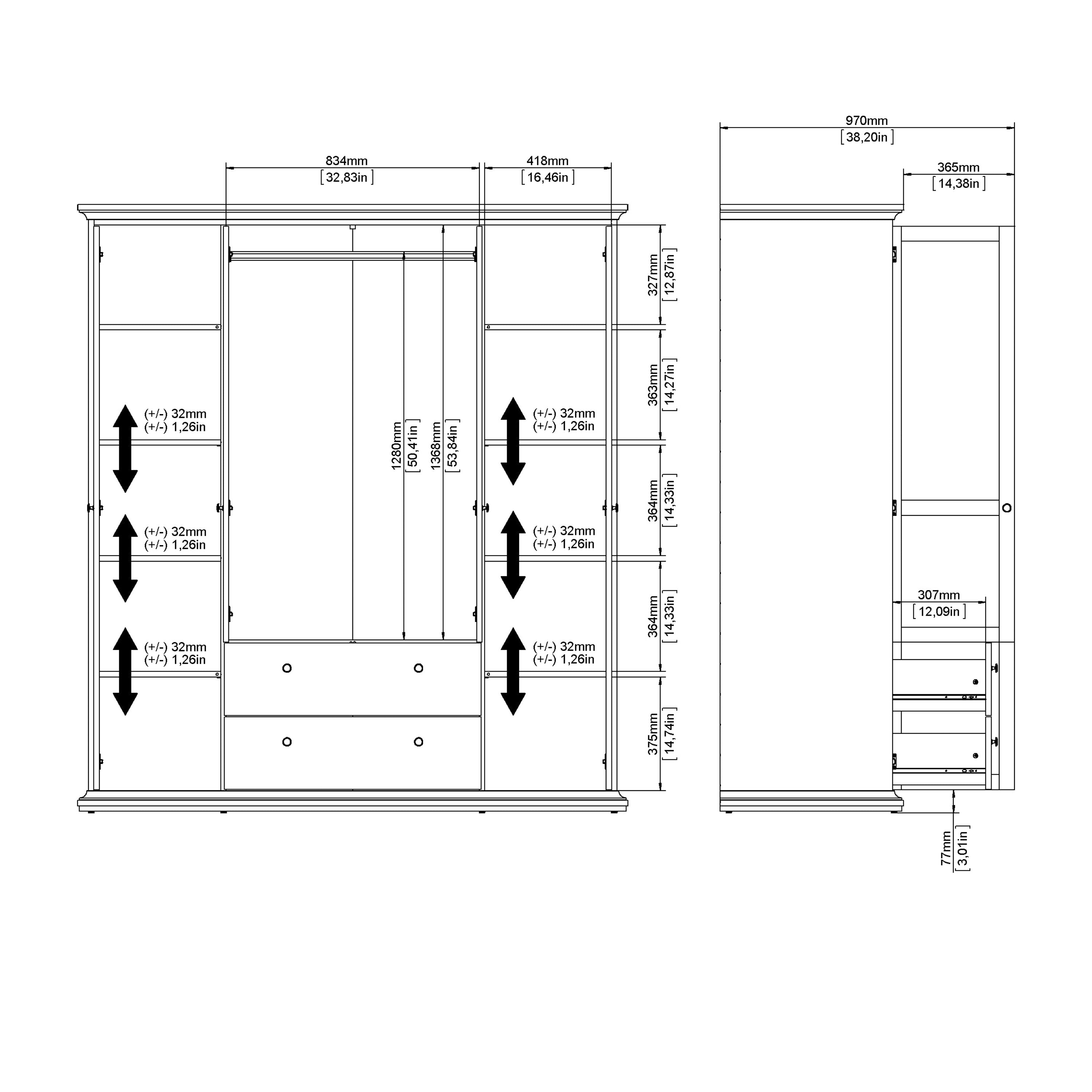 Paris TV-unit 2 frame Doors in Matt Grey – FTG, view 11