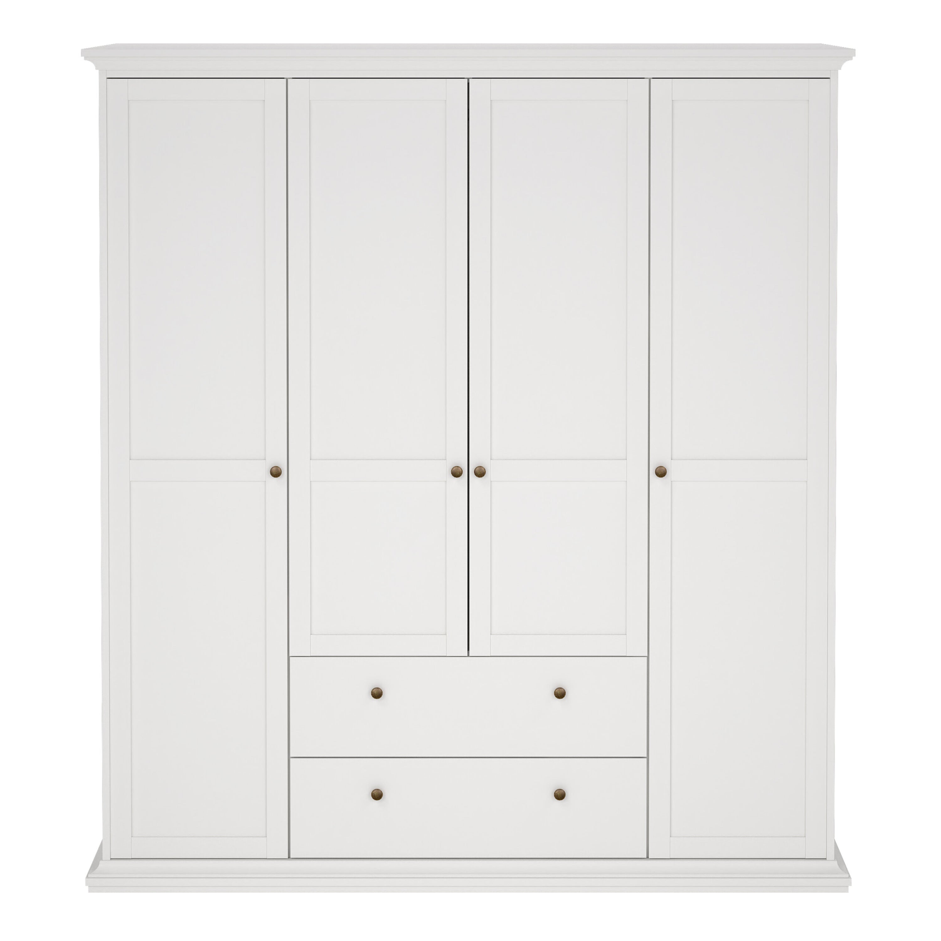 Paris Wardrobe with 4 Doors and 2 Drawers in White – FTG, view 2