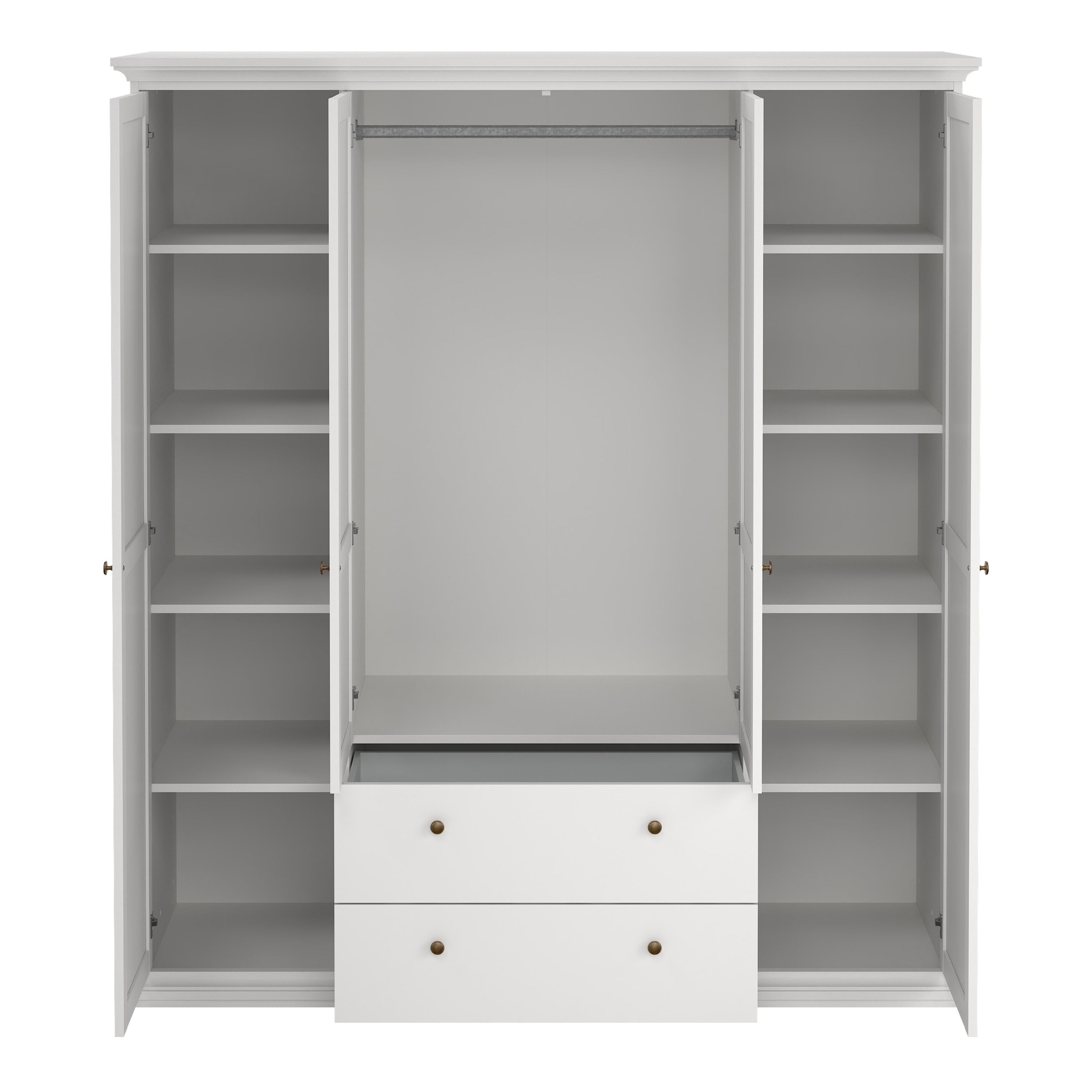 Paris Wardrobe with 4 Doors and 2 Drawers in White – FTG, view 6
