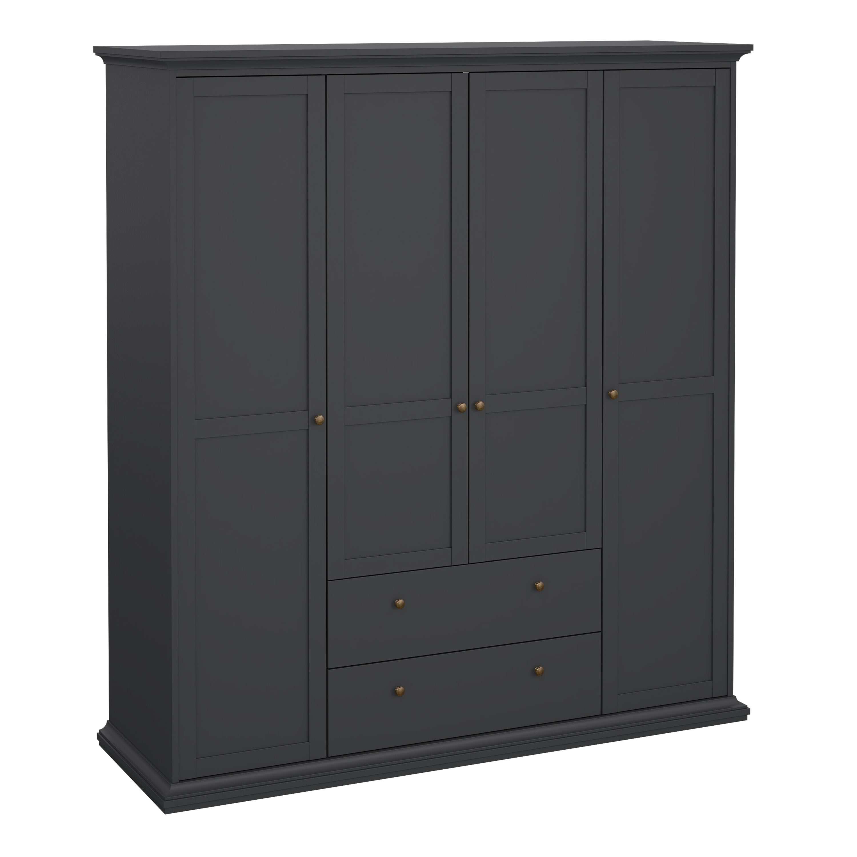 Paris Wardrobe with 4 Doors and 2 Drawers in Matt Grey – FTG