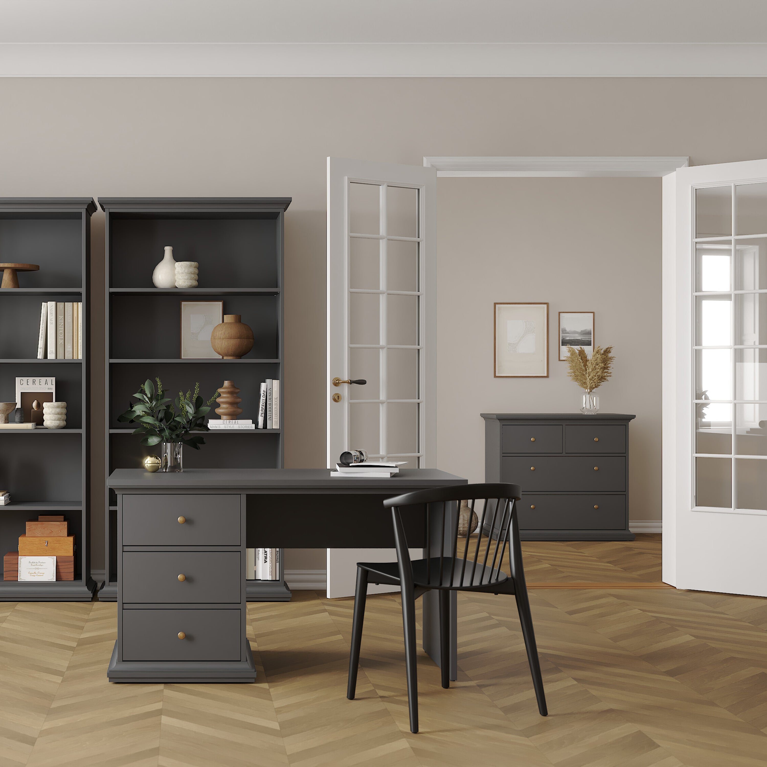 Paris Chest of 4 Drawers in Matt Grey – FTG, view 7