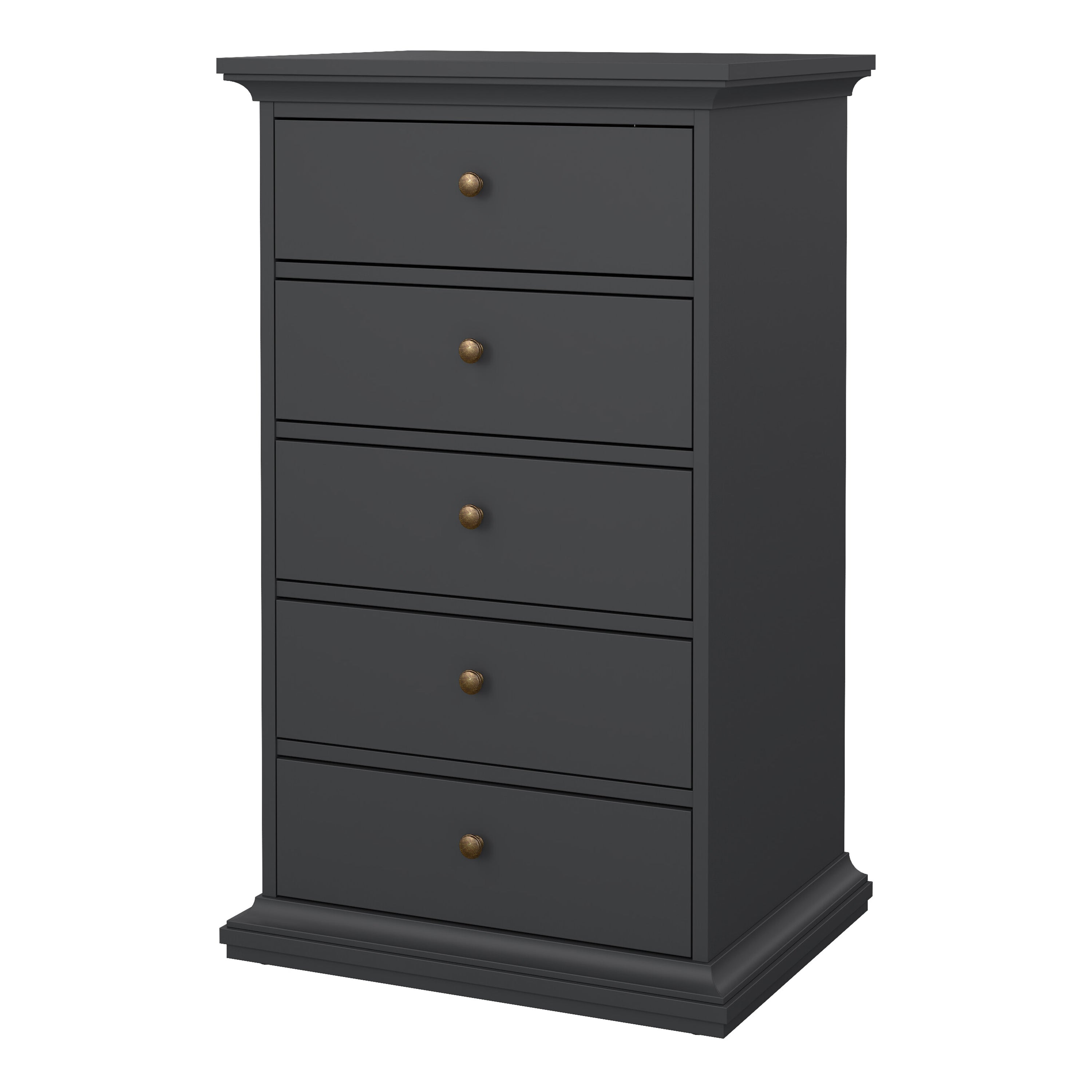 Paris Chest 5 Drawers in Matt Grey – FTG, view 3