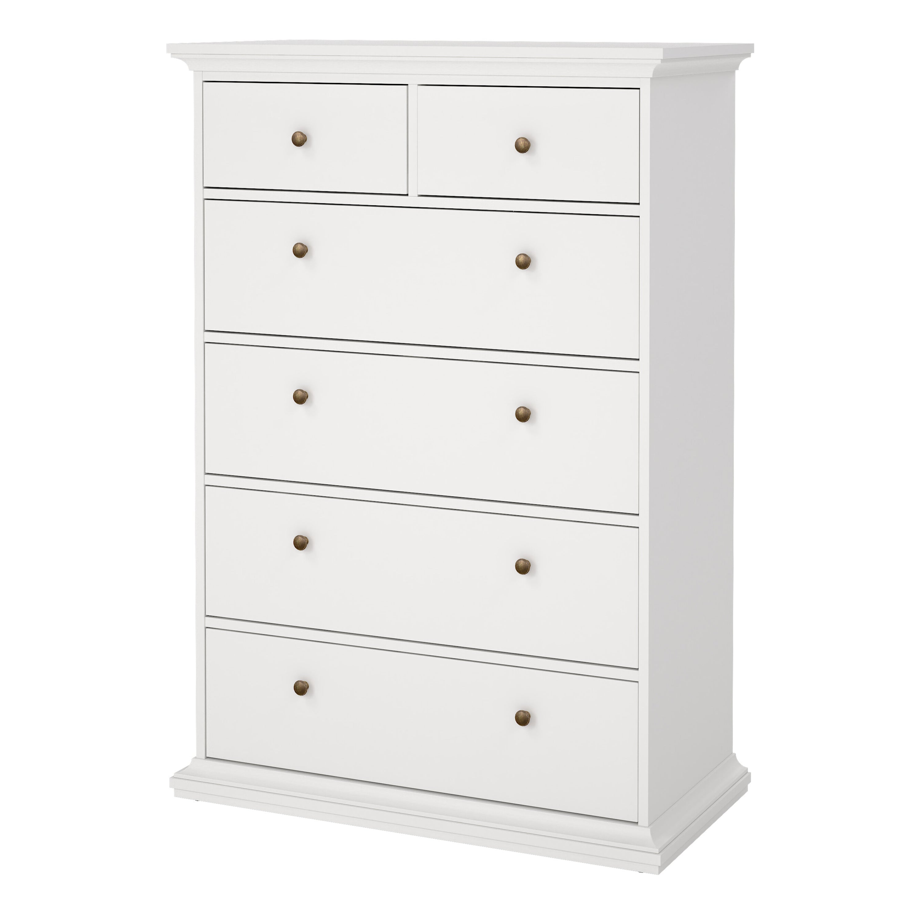 Paris Chest of 6 Drawers in White – FTG, view 3