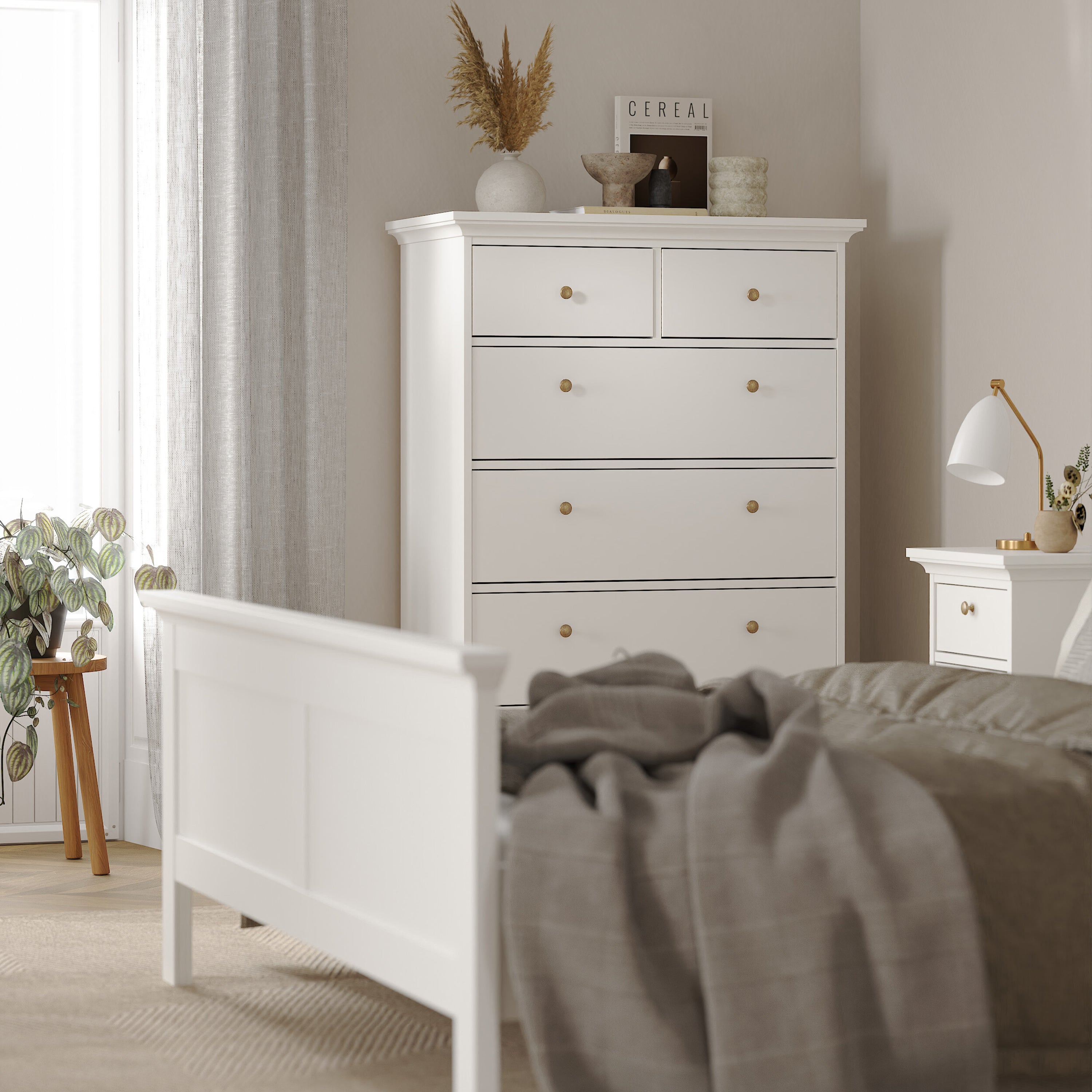 Paris Chest of 6 Drawers in White – FTG, view 7