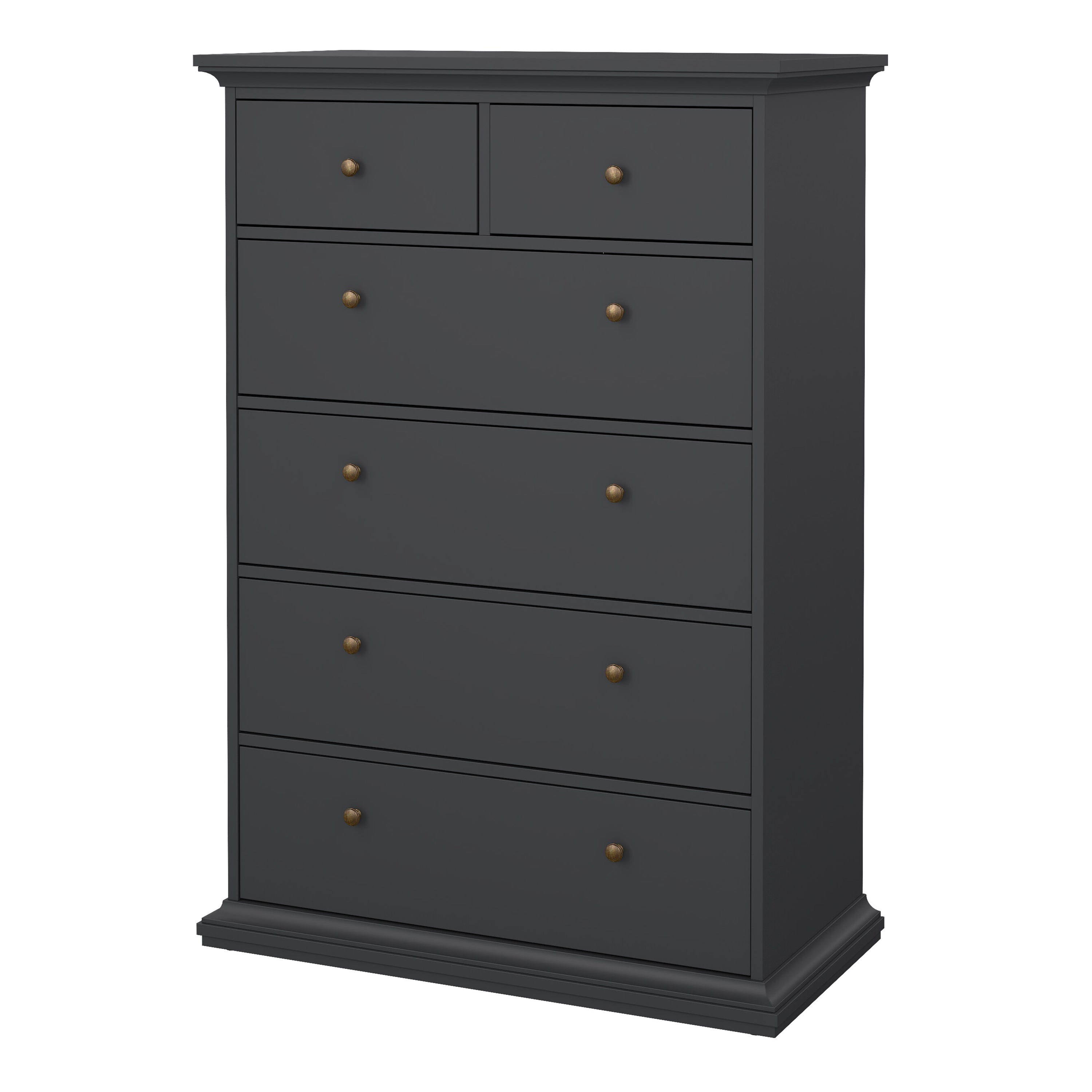 Paris Chest of 6 Drawers in Matt Grey – FTG, view 3