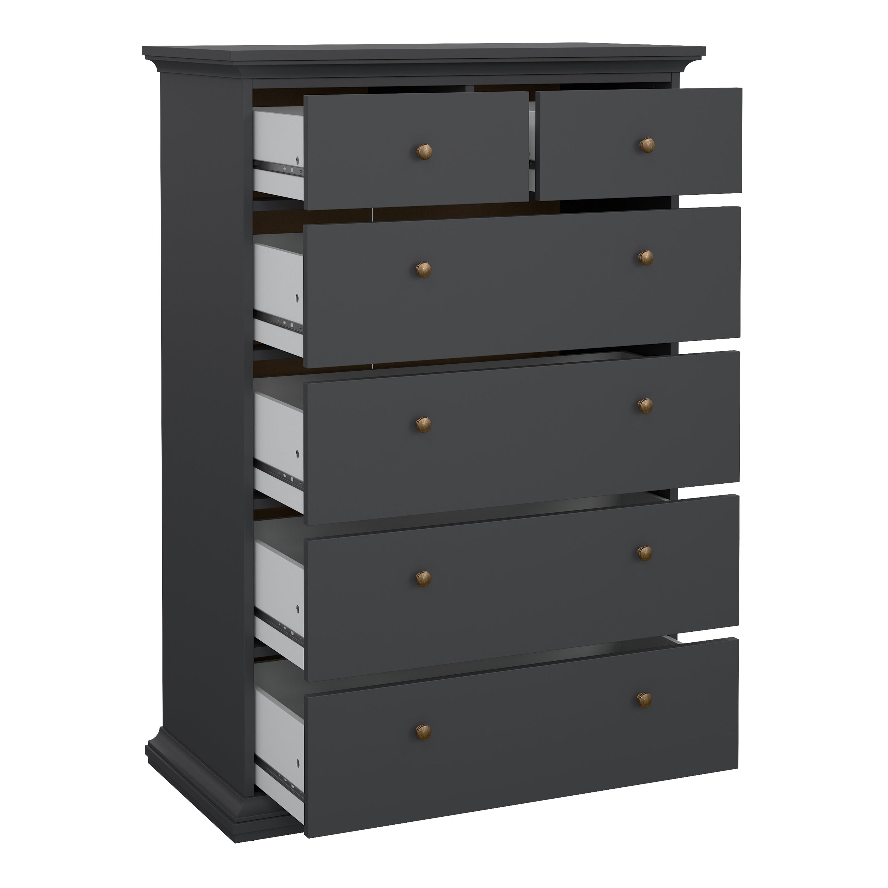Paris Chest of 6 Drawers in Matt Grey – FTG, view 5