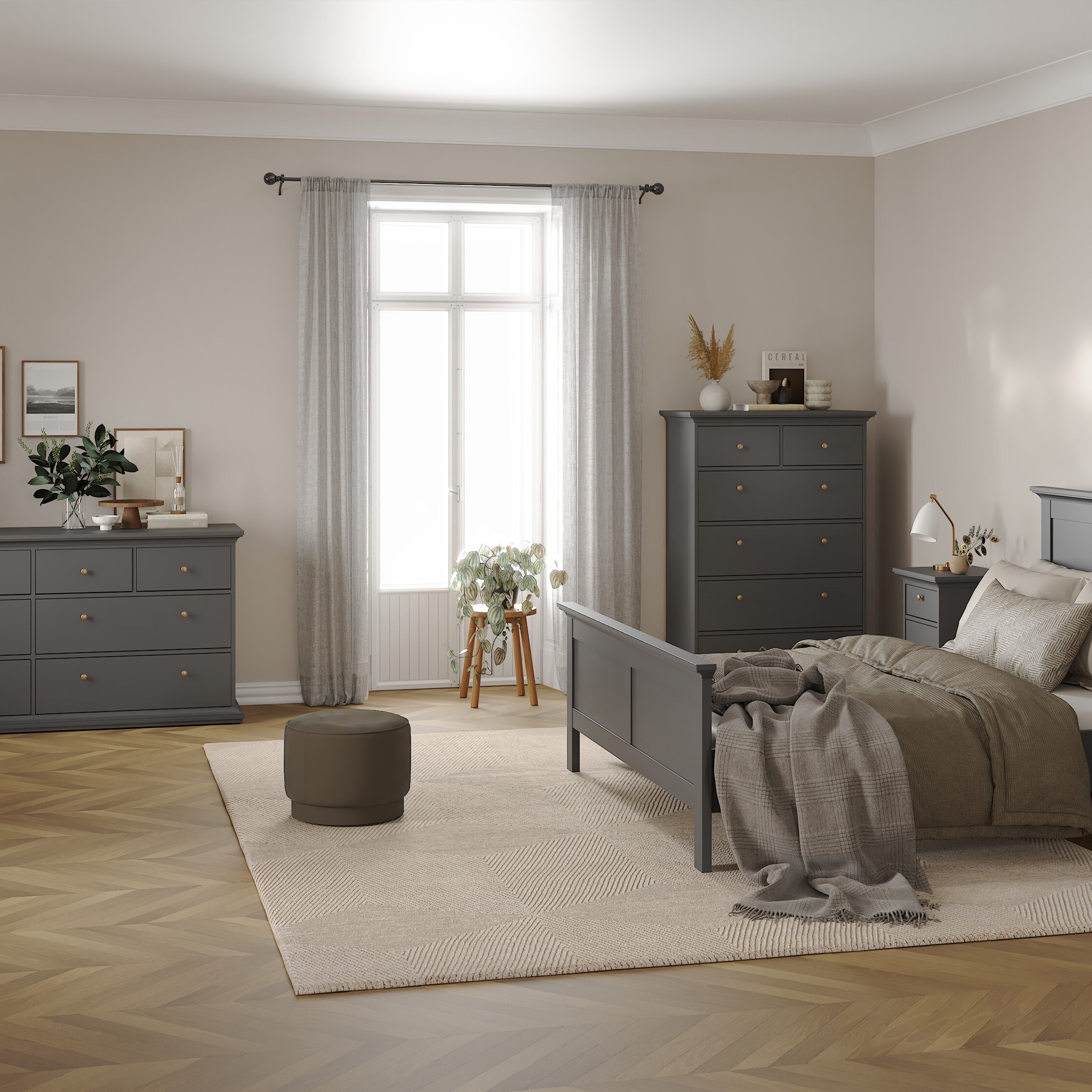 Paris Chest of 6 Drawers in Matt Grey – FTG, view 6