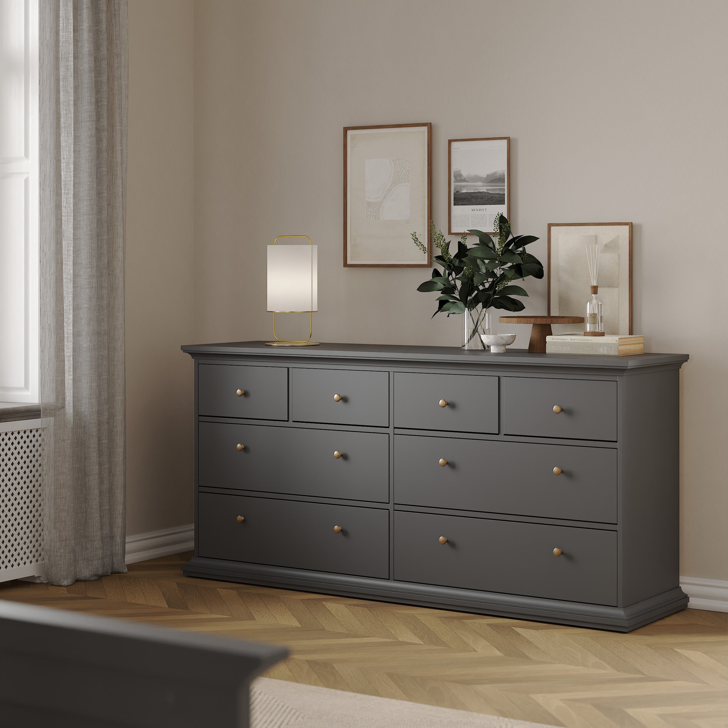 Paris Chest of 8 Drawers in Matt Grey – FTG, view 7