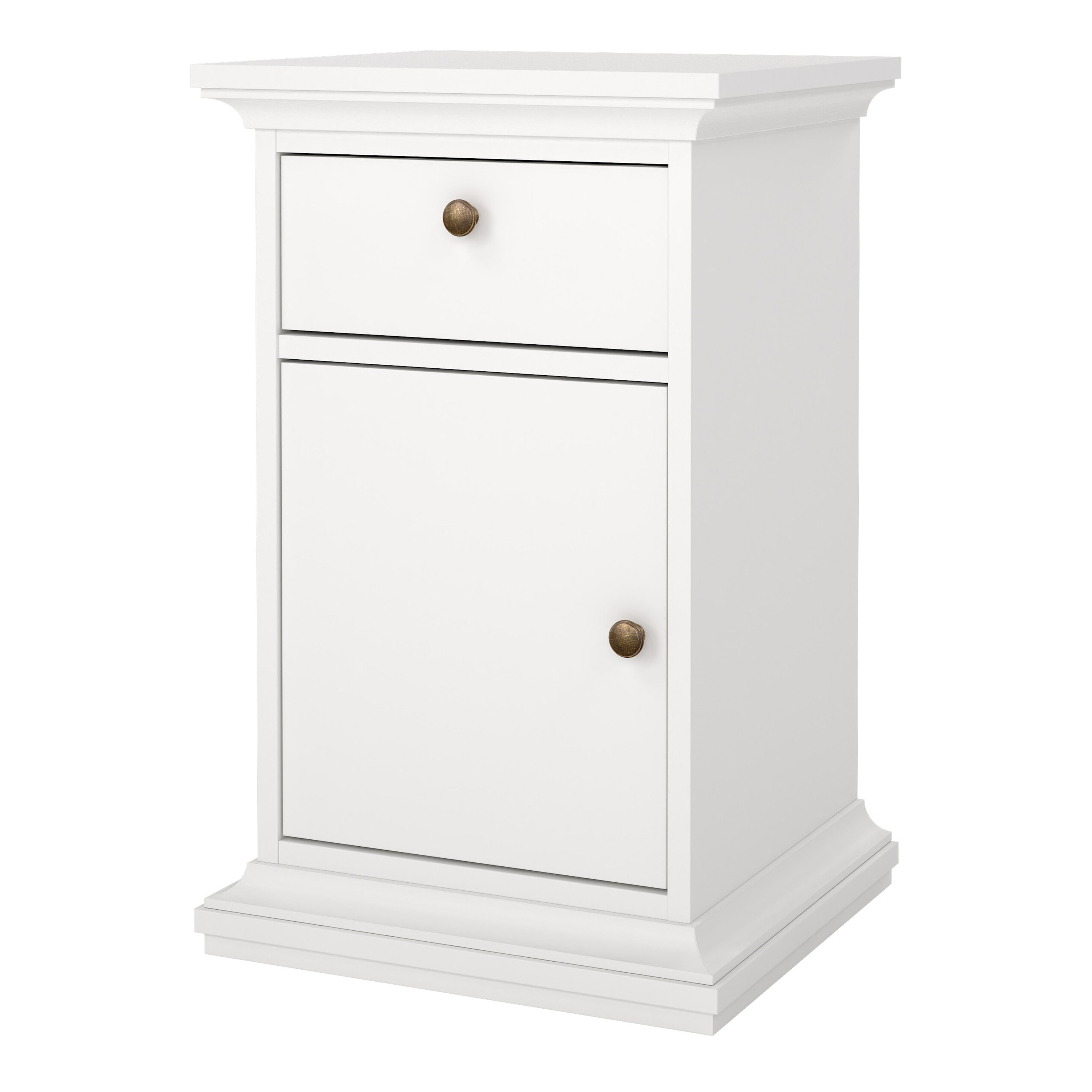Paris Nightstand 1 Door + 1 Drawer in White – FTG, view 3