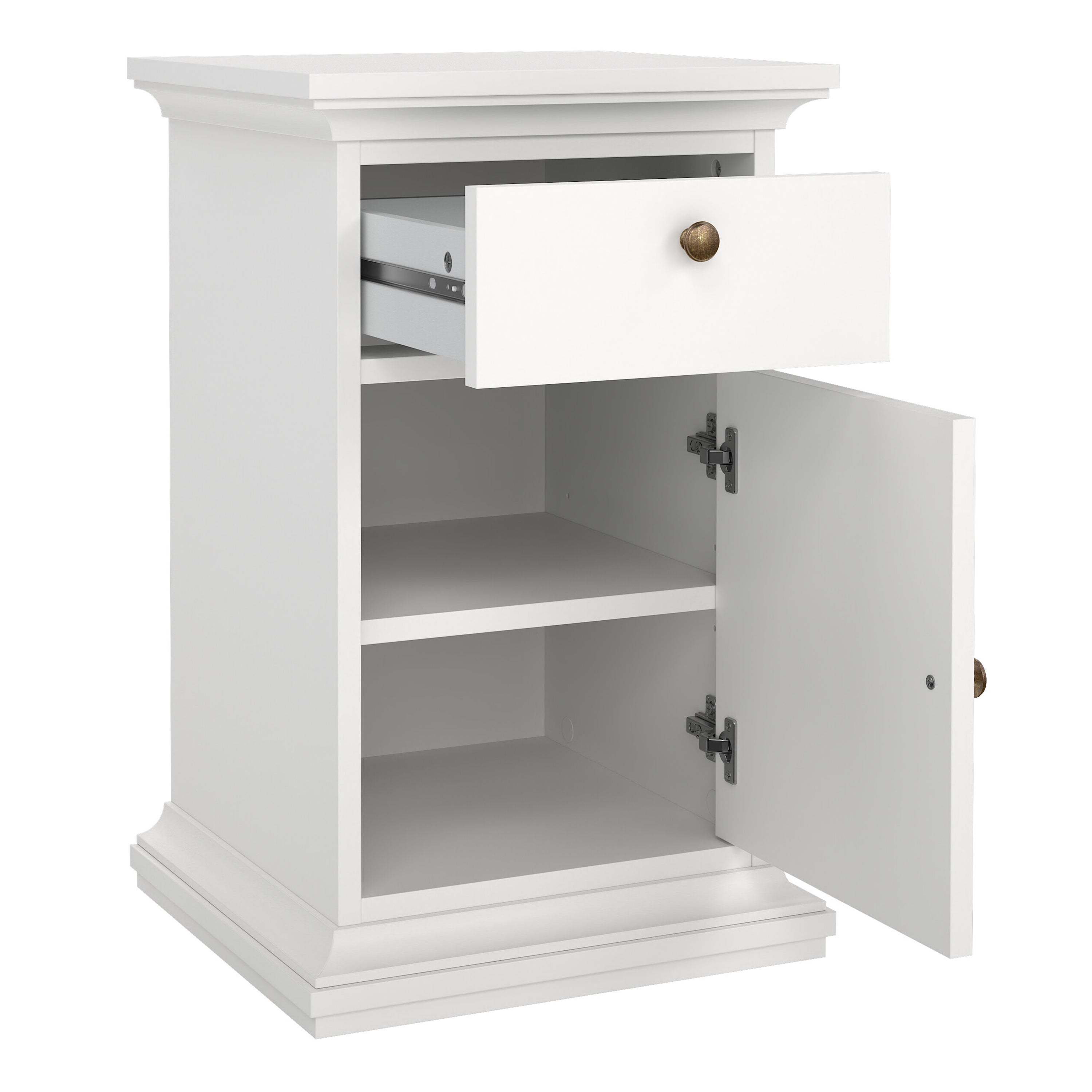 Paris Nightstand 1 Door + 1 Drawer in White – FTG, view 6