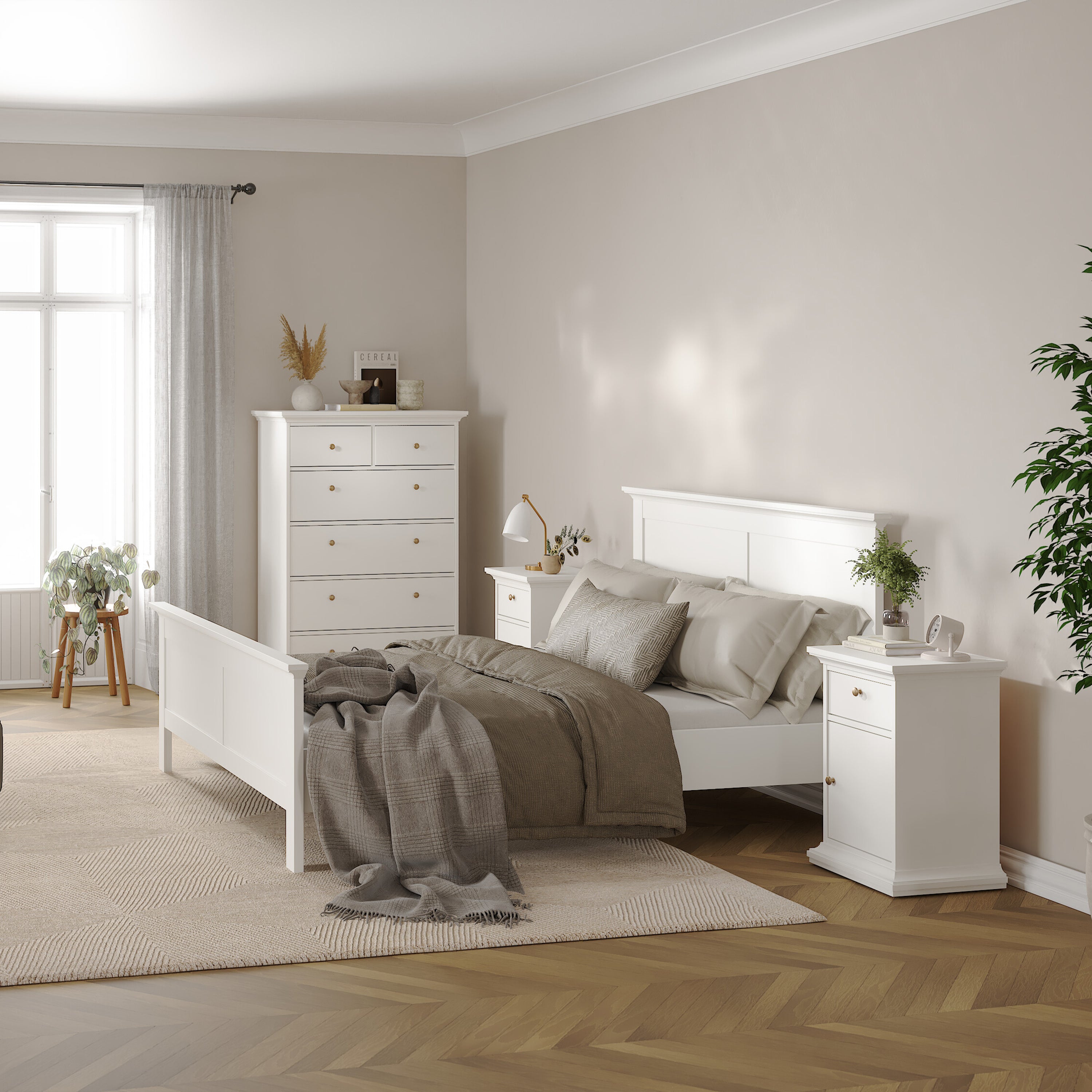 Paris Nightstand 1 Door + 1 Drawer in White – FTG, view 7
