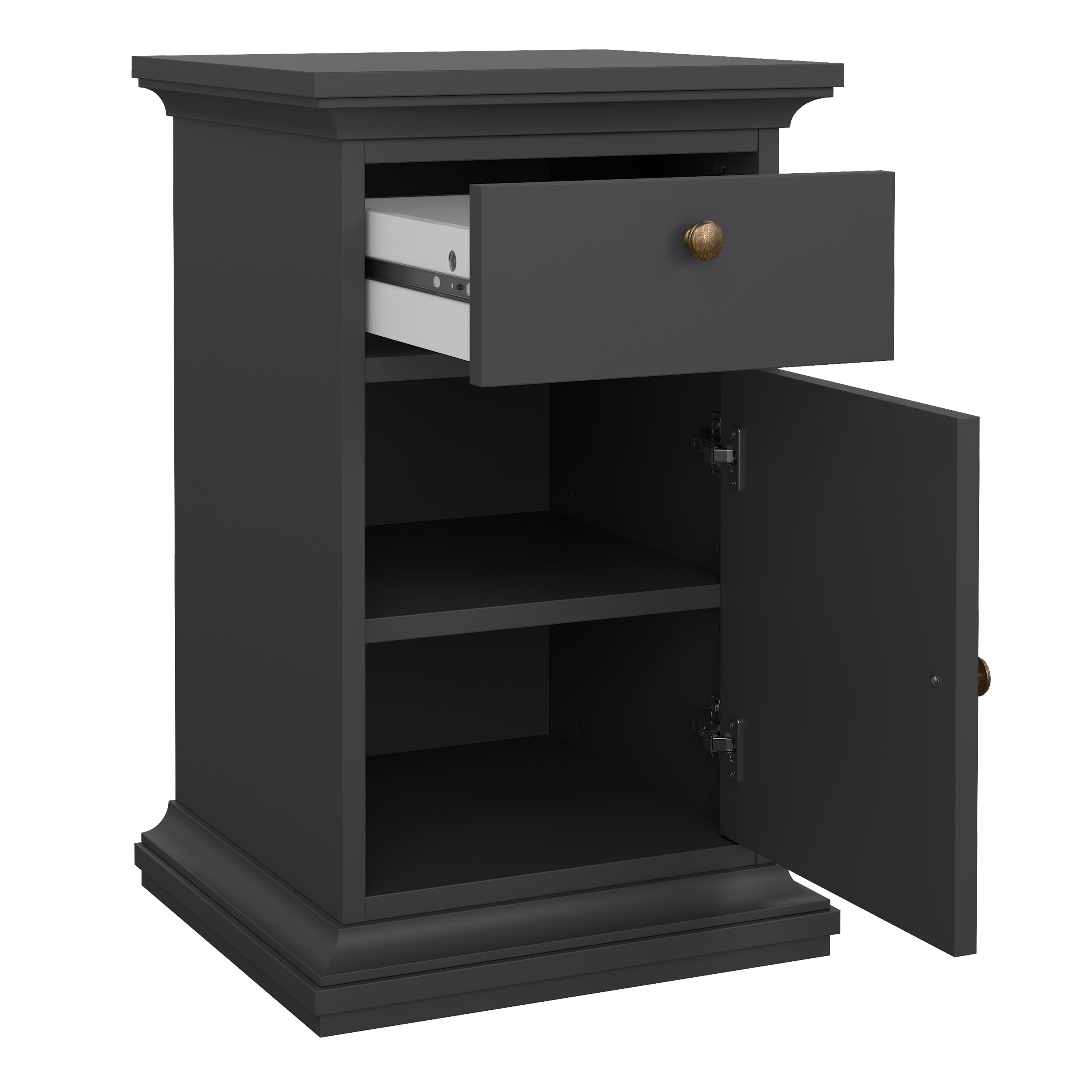 Paris Nightstand 1 Door + 1 Drawer in Matt Grey – FTG, view 6