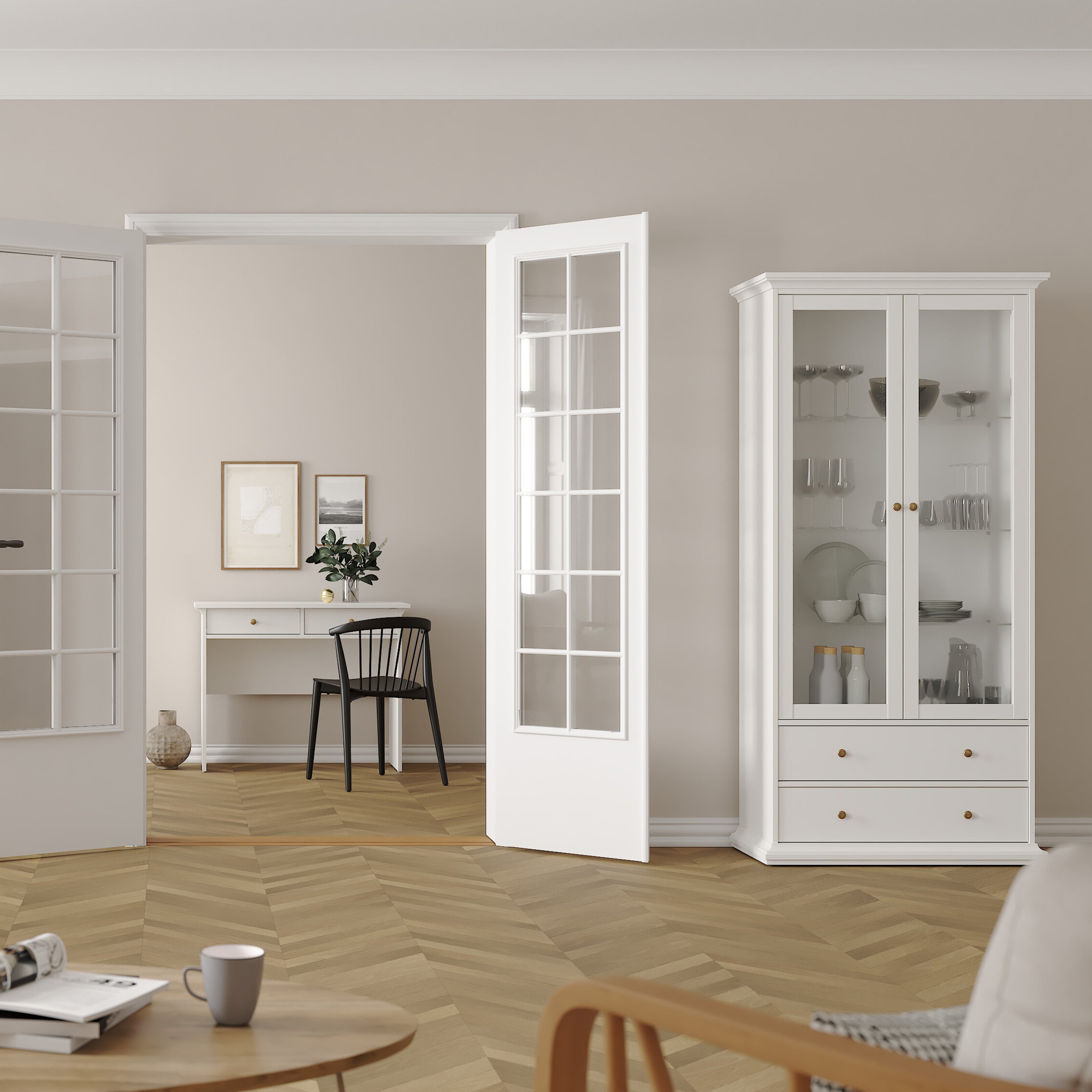 Paris China cabinet in White – FTG, view 6