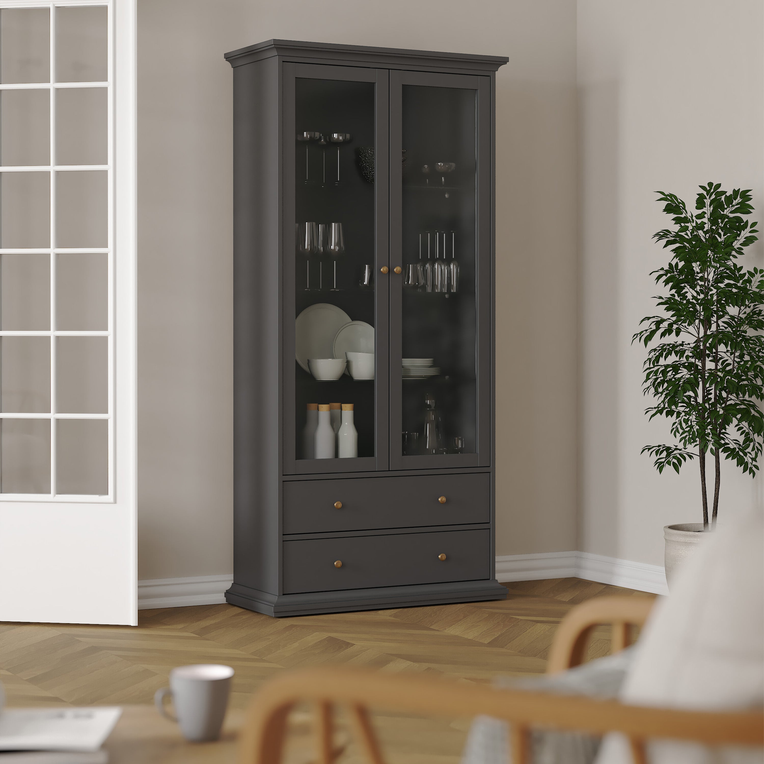 Paris China cabinet in Matt Grey – FTG, view 7