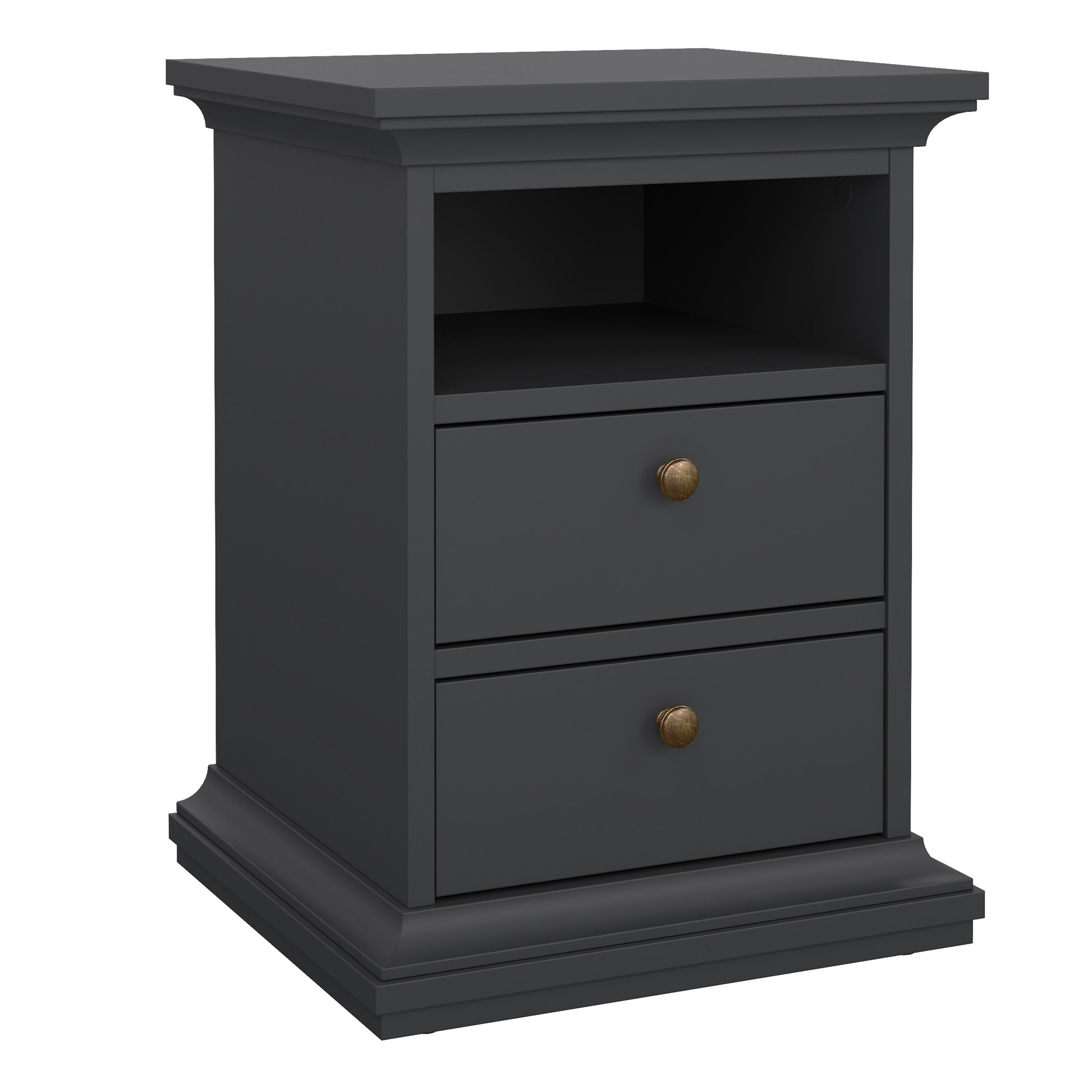Paris Package - Bedside 2 Drawers + Chest of 4 Drawers + Wardrobe with 2 Doors Matt Grey – FTG, view 2