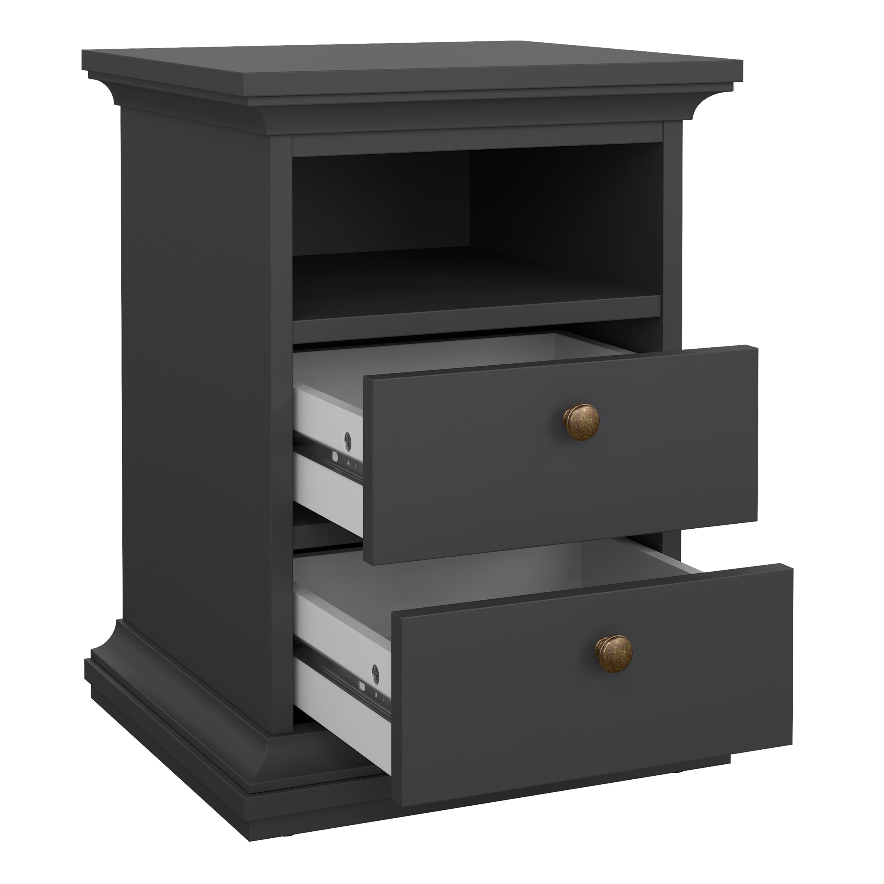 Paris Package - Bedside 2 Drawers + Chest of 4 Drawers + Wardrobe with 2 Doors Matt Grey – FTG, view 3