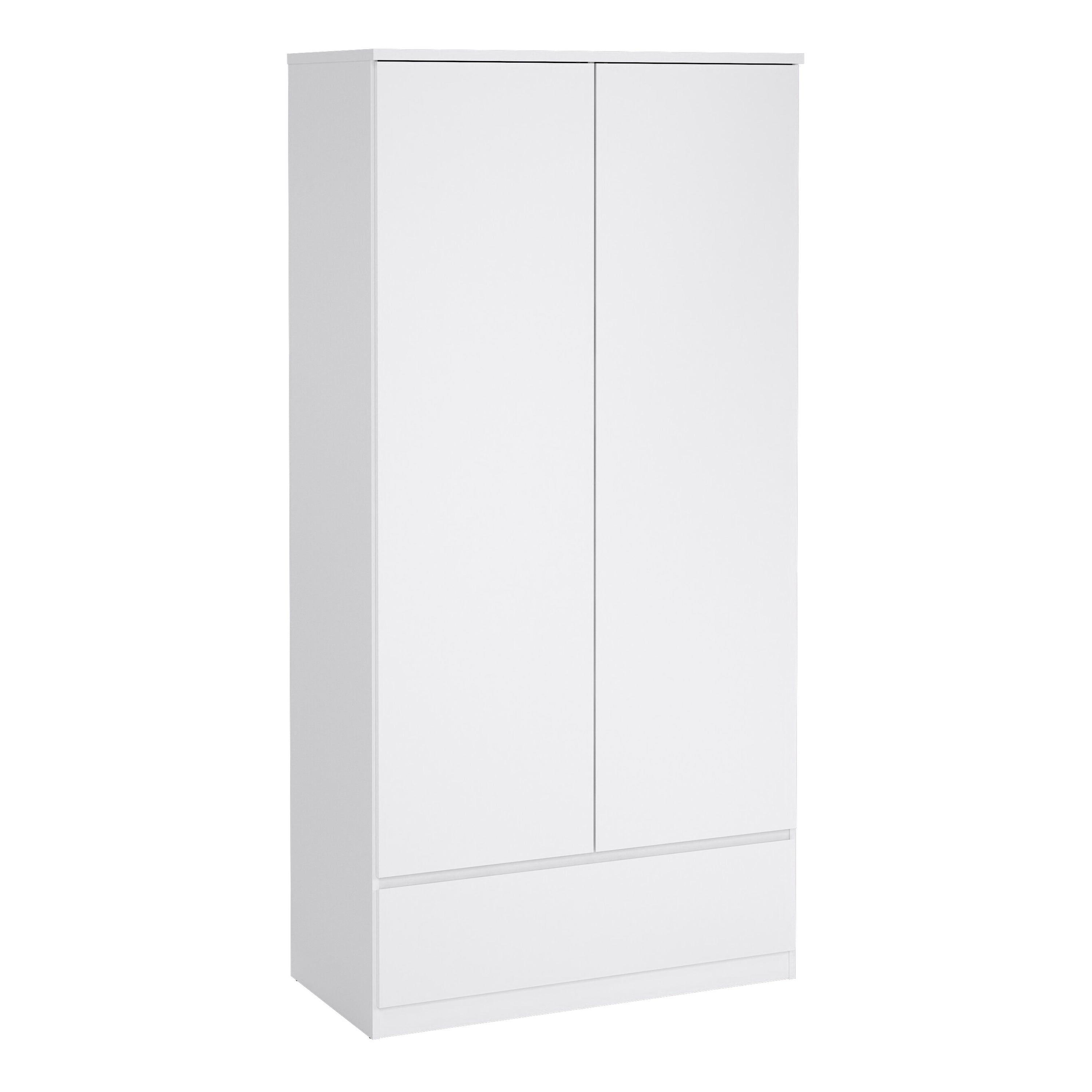 Naia Wardrobe with 2 Doors 1 Drawer in White High Gloss – FTG, view 8