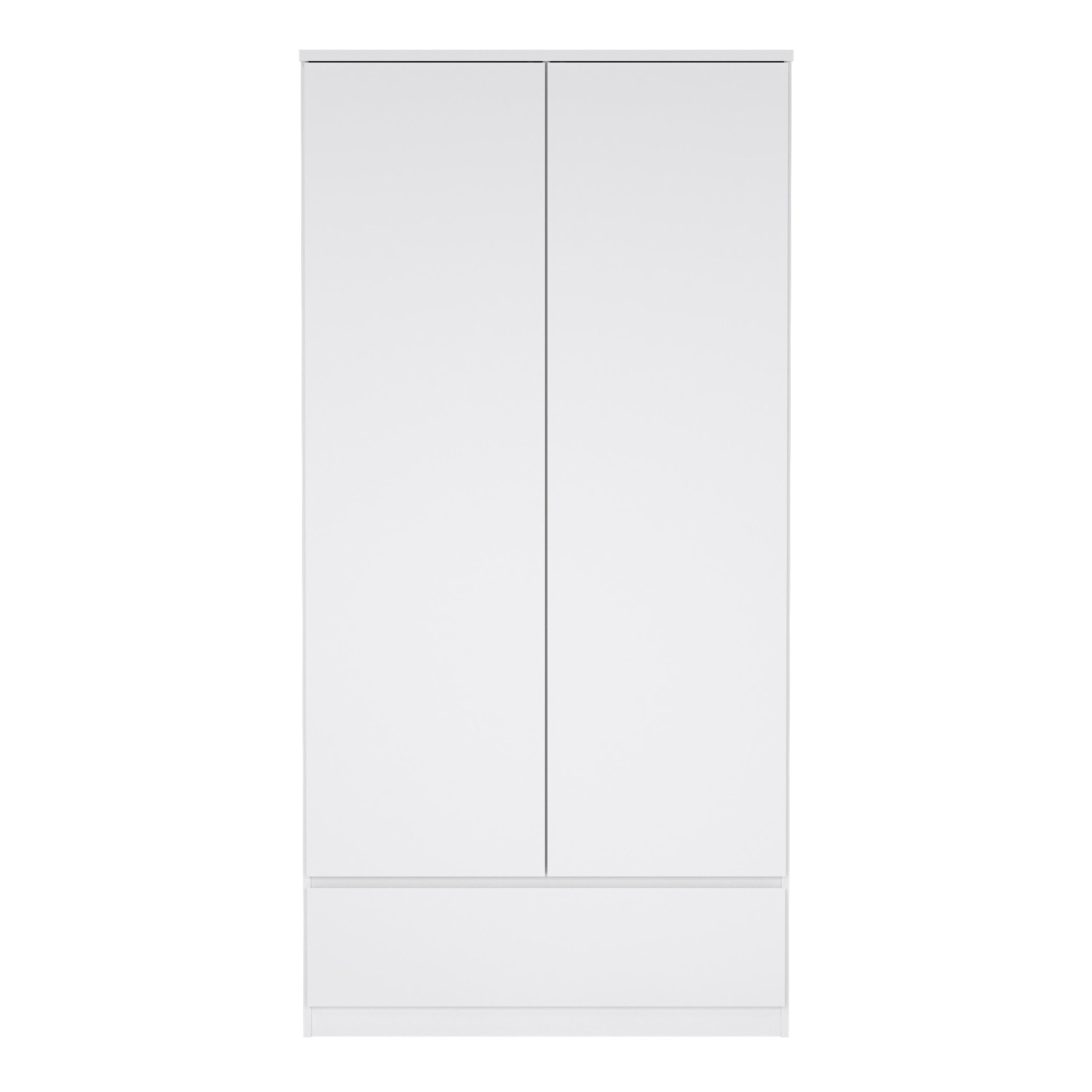 Naia Wardrobe with 2 Doors 1 Drawer in White High Gloss – FTG, view 9